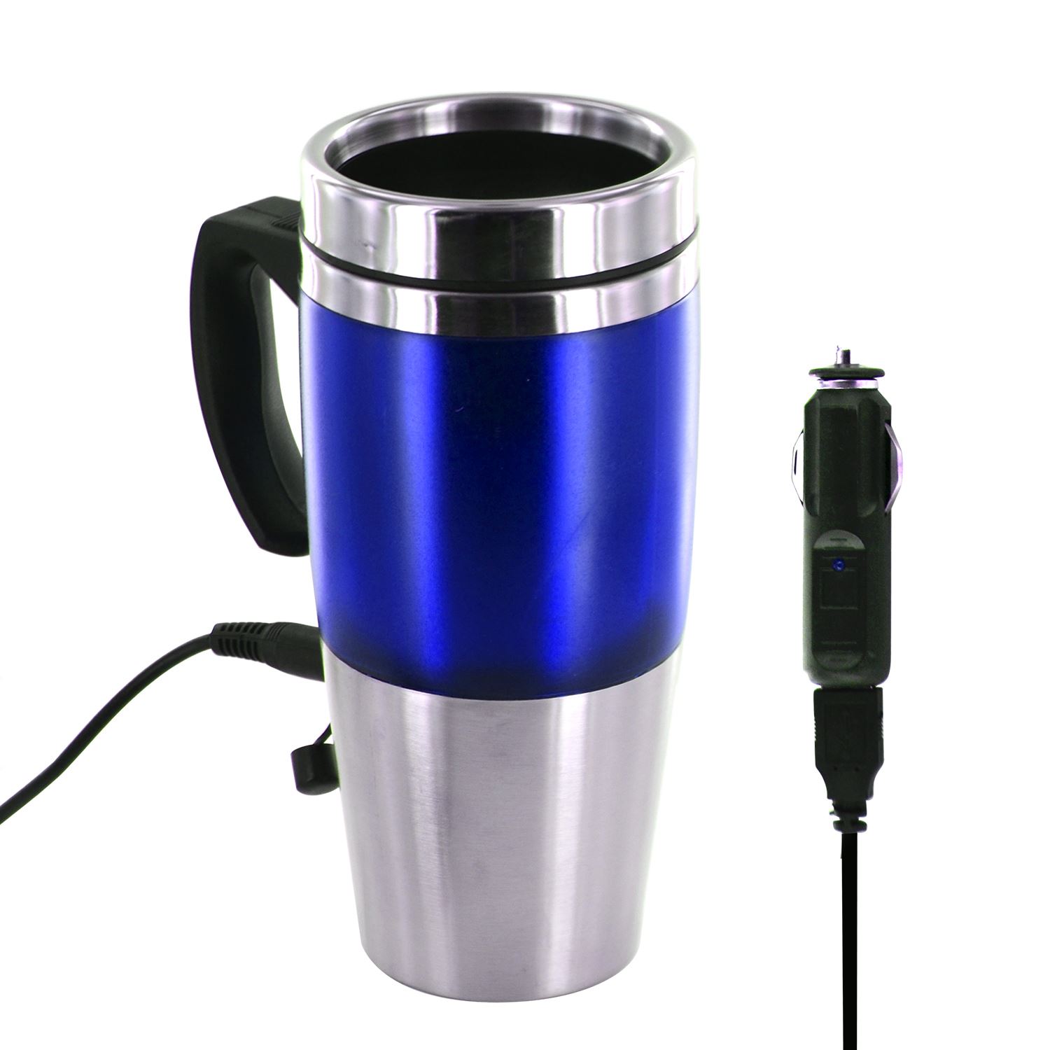 12v Stainless Steel Auto Heated Travel Camping Mug USB & Car Charger