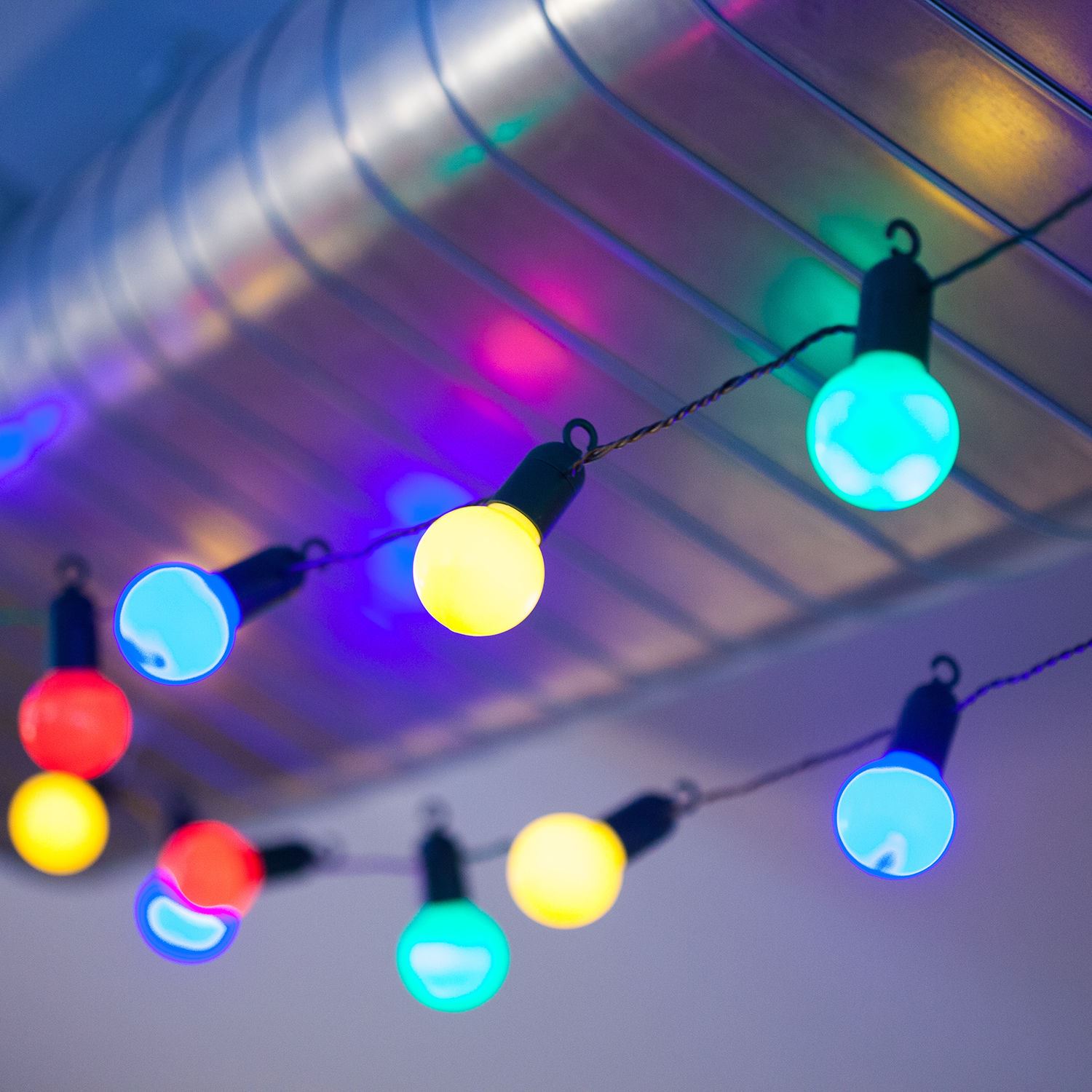 20 Multi Colour LED Large Bulb String Fairy Lights Timer Garden Indoor Outdoor