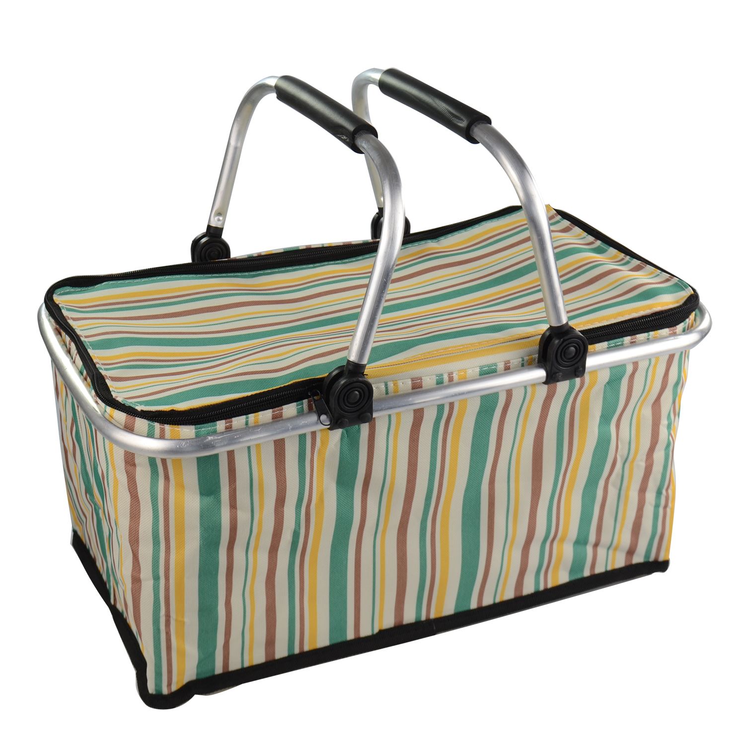 Folding Picnic Basket Hamper Insulated Camping Cooler Portable Travel Zip Bag eBay