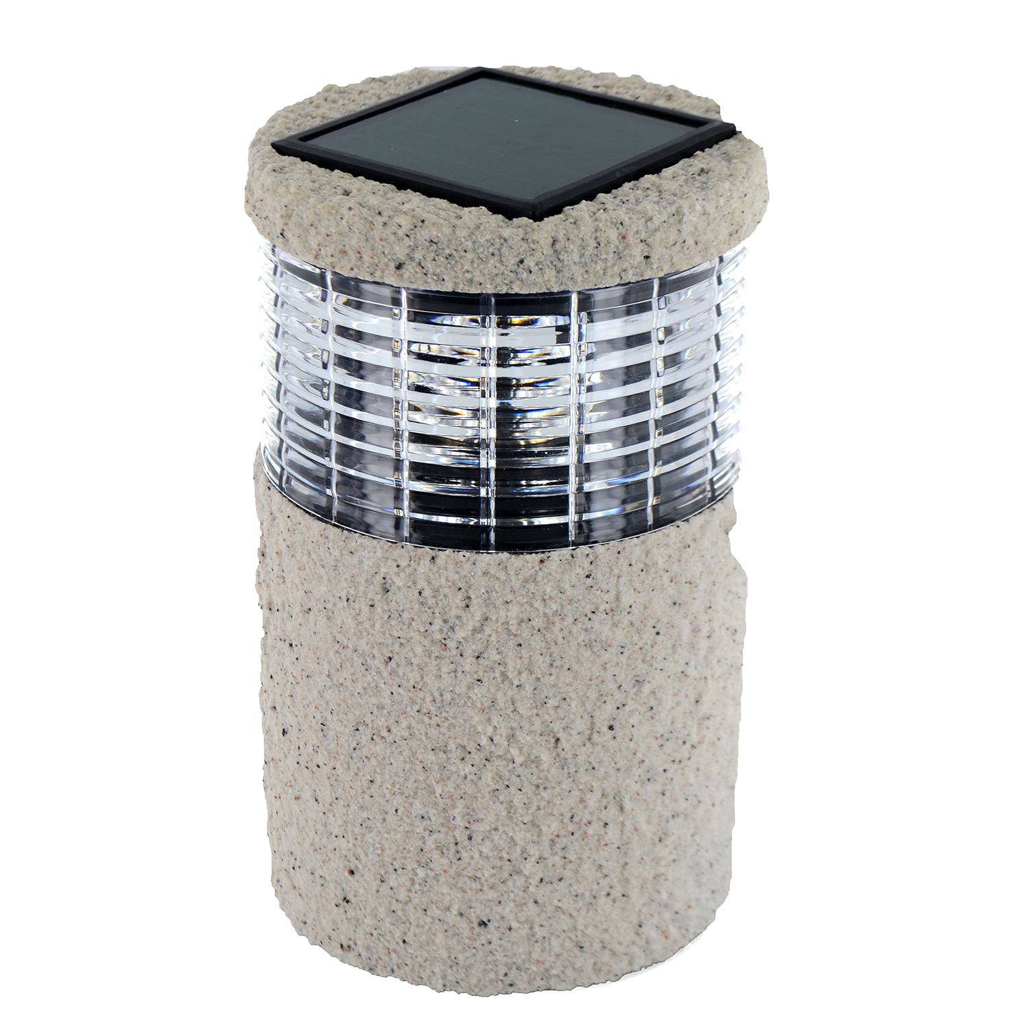 Solar Powered LED Stone Post Light Outdoor Garden Lighting Path