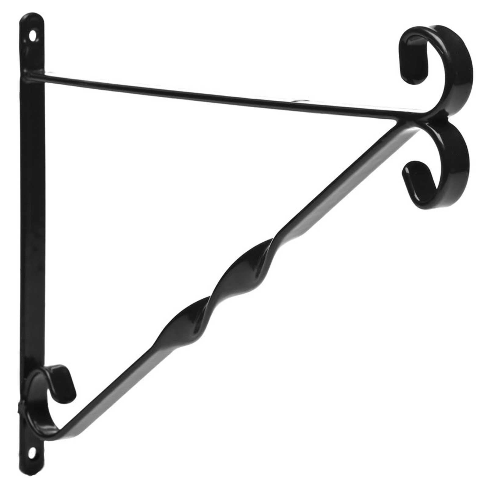 Flower Hanging Basket Bracket Black Weather Proof Plastic Coated Iron