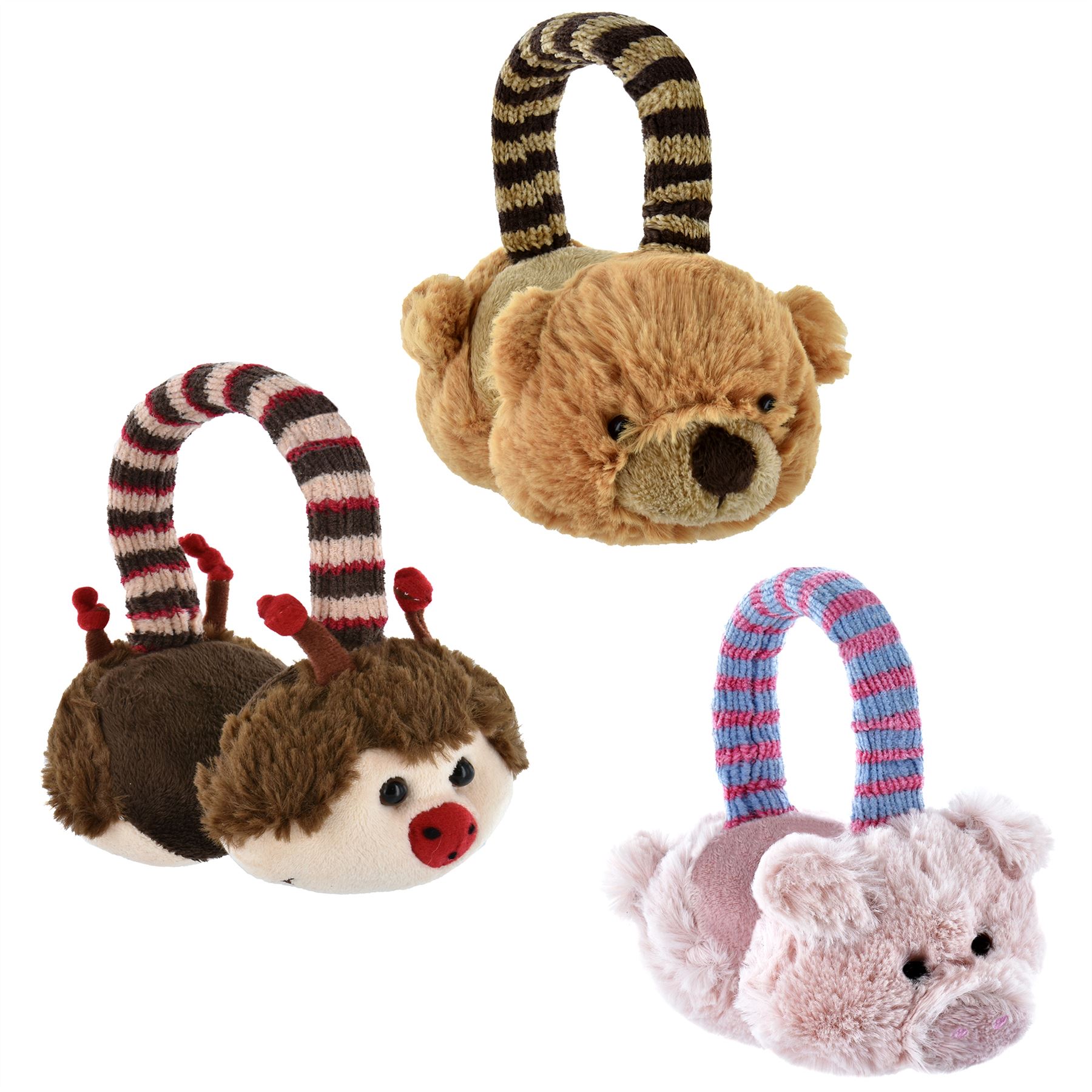 Kids Animal Earmuffs Winter Fleece Headband Faux Ear Muffs Warm & Soft