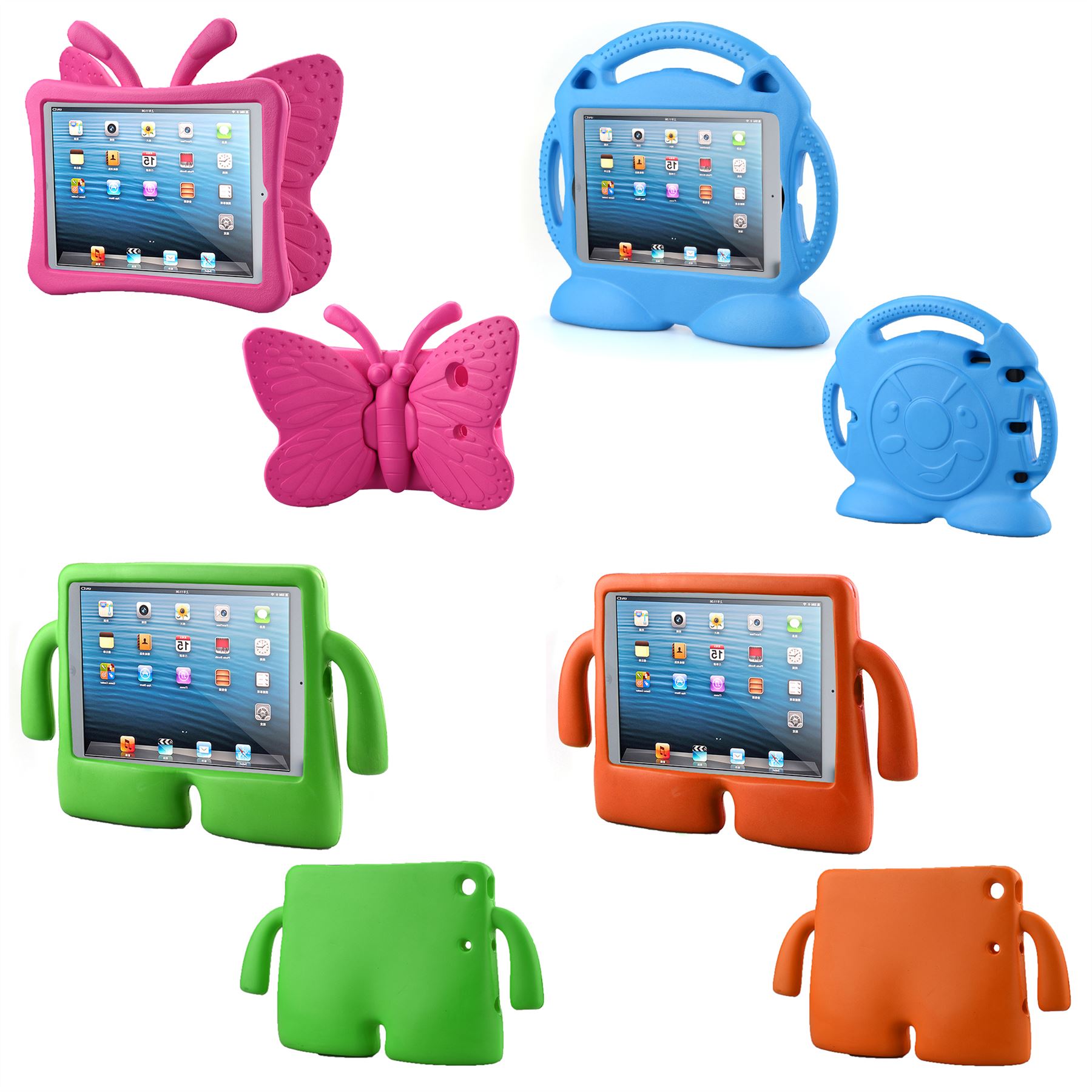 iPad Mini Rubber Cover Kids Shockproof Easy Grip Handle Stand Case