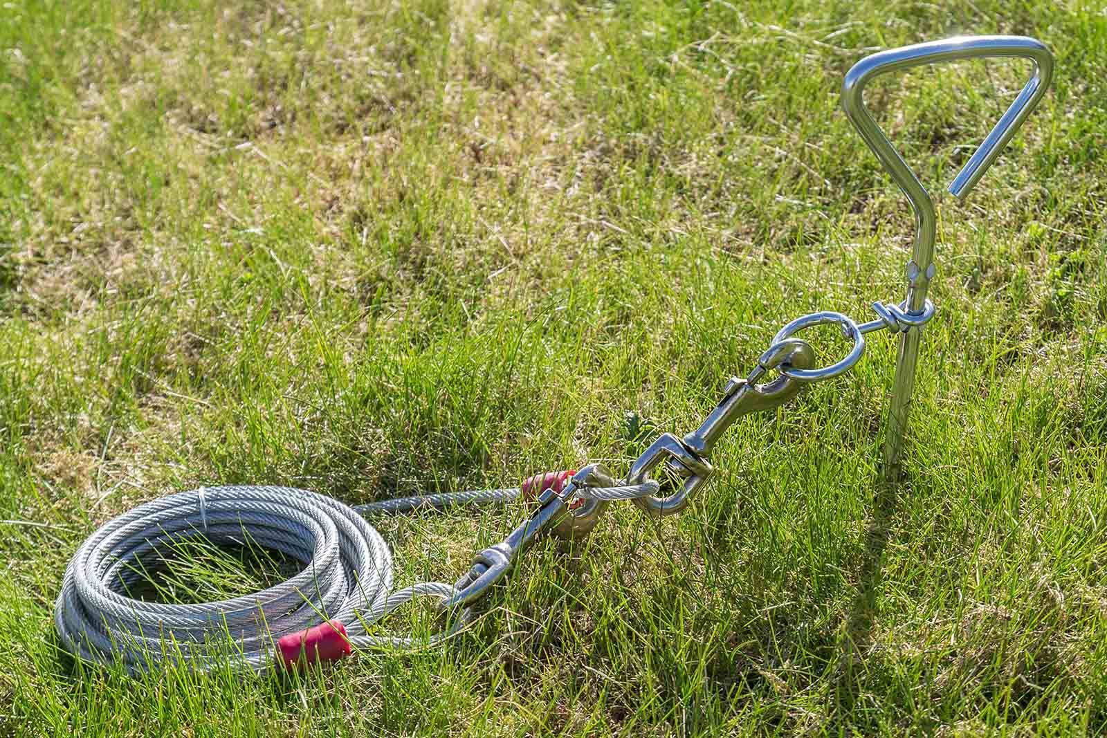 Pet Dog Spiral Tether Metal Stake Corkscrew Thick Steel Holding Cable