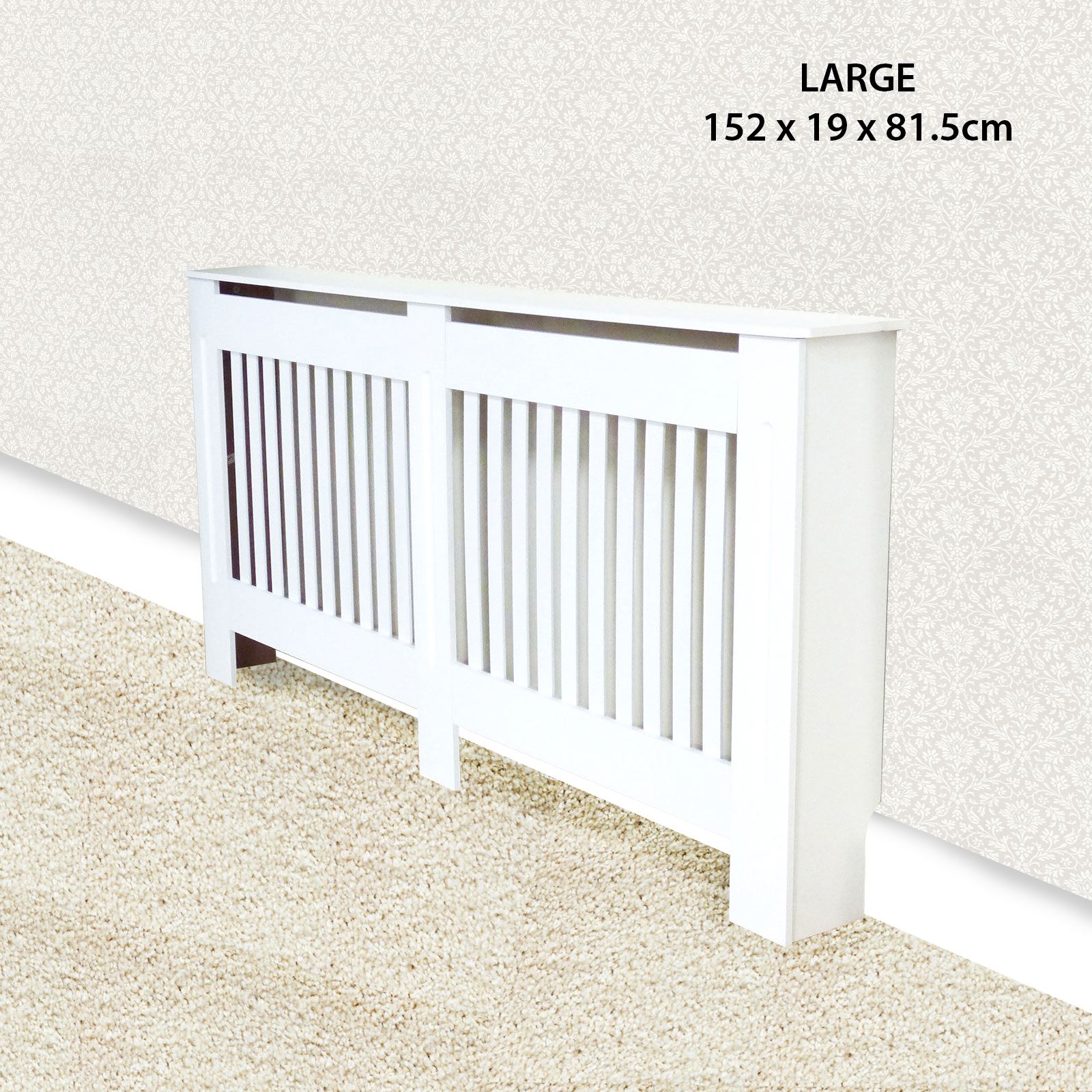 Painted White Traditional Radiator Cover Box MDF Wood Vertical Slat eBay