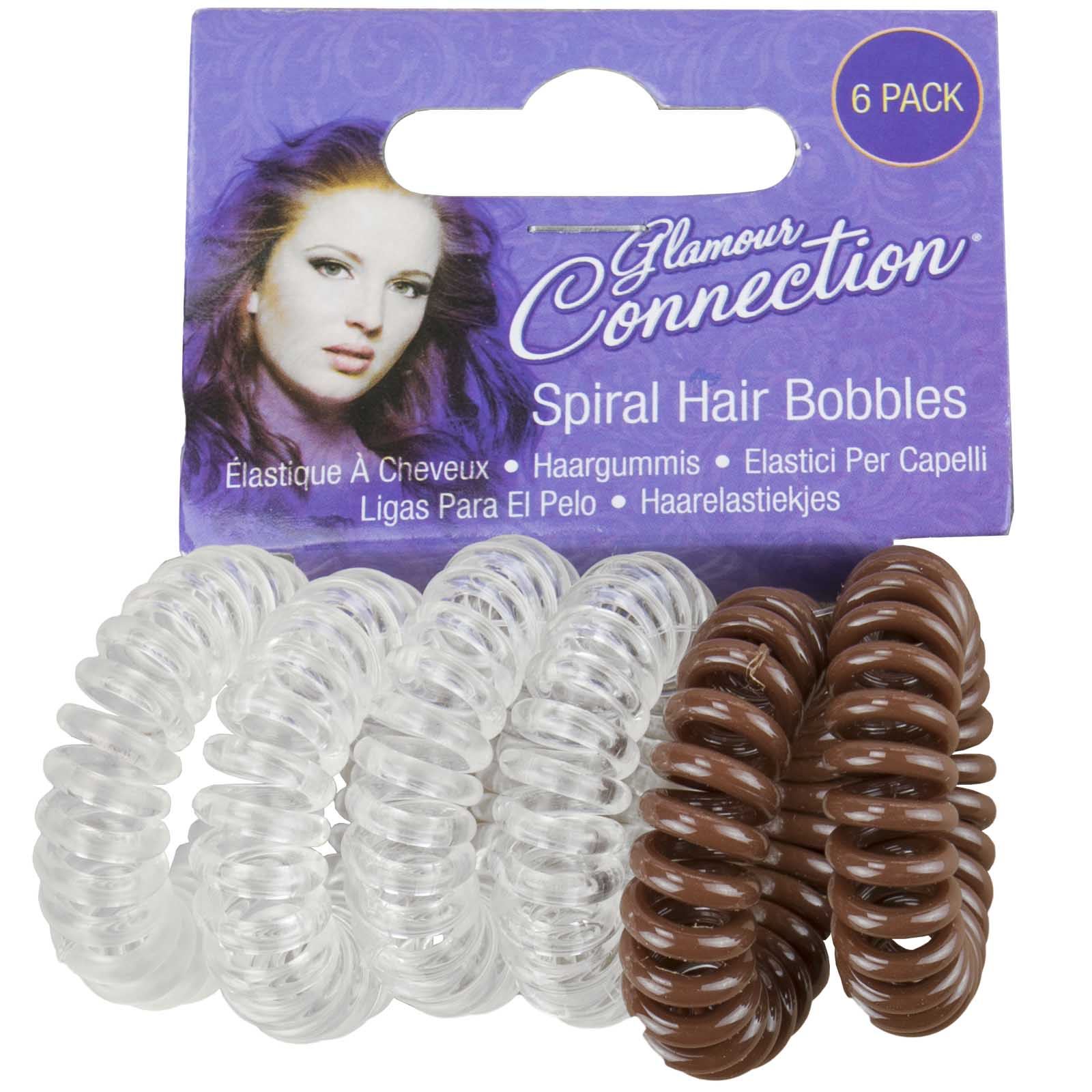 6 Pack Girls Womens Spiral Plastic Elastic Hair Bands Bobbles Stretchy