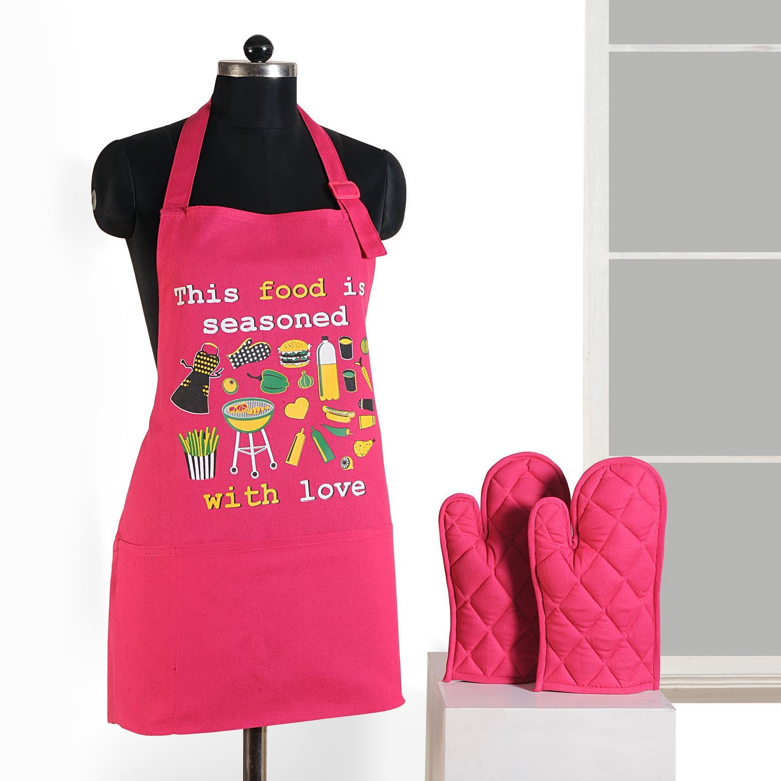 Novelty Chefs Kitchen Cooking Apron Oven Gloves Set Crafts Baking