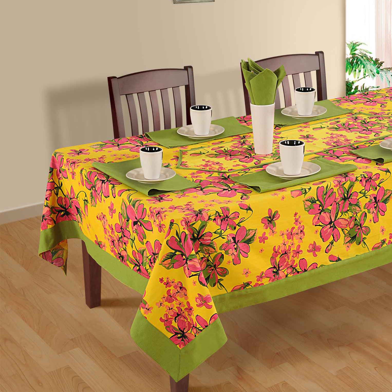 Table Linen Dining 6 Seater Kitchen Dinner Party Table Cloth Napkins Set