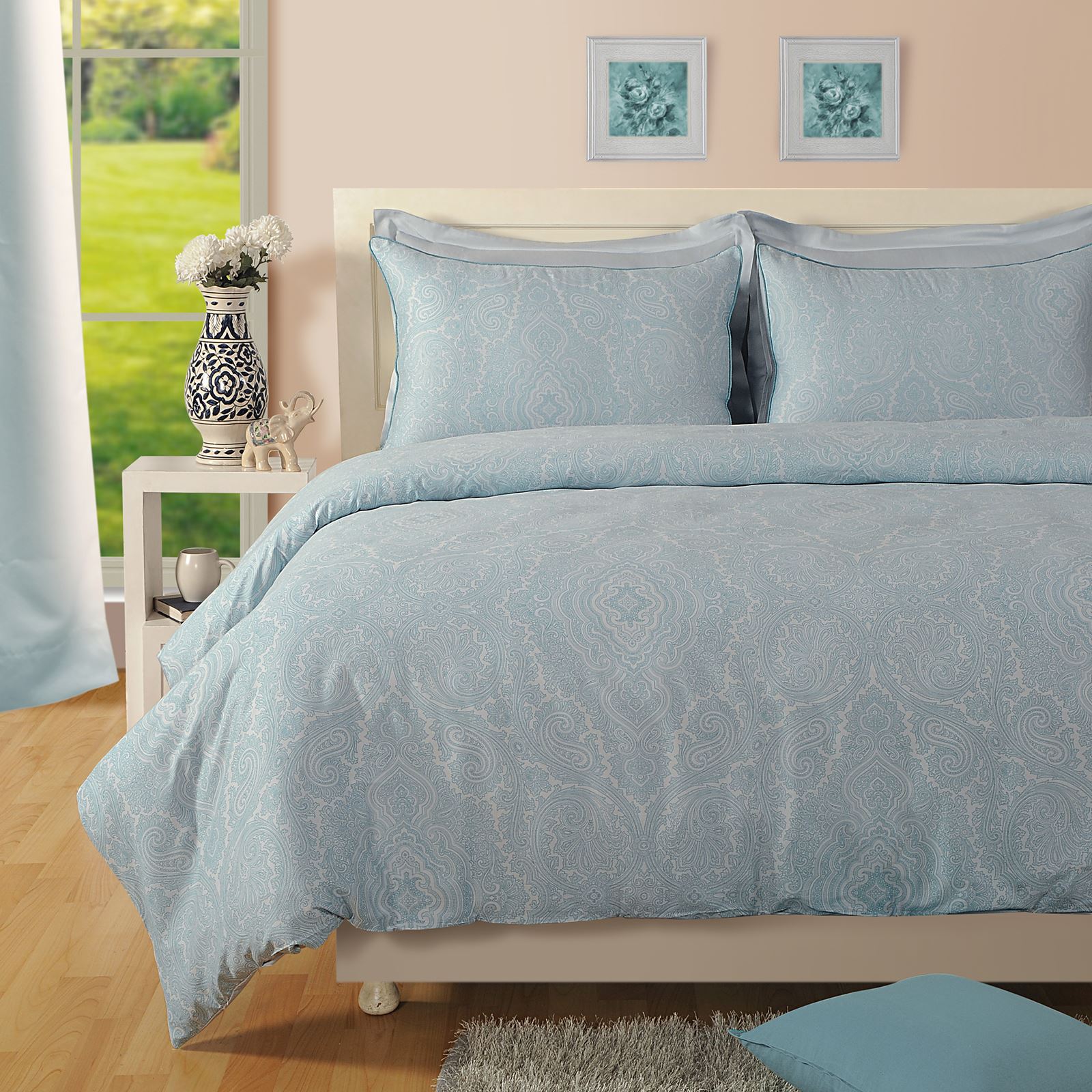 400TC Luxury Cotton Rich Paisley Printed Duvet Cover Pillowcases