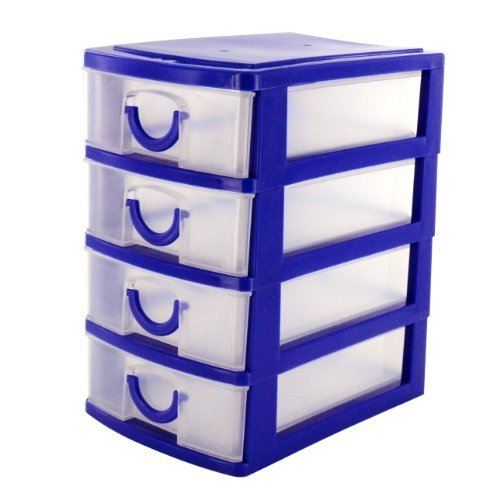 4 Drawer Mini Desk Top Storage Small Plastic Office Organiser Box Tiny