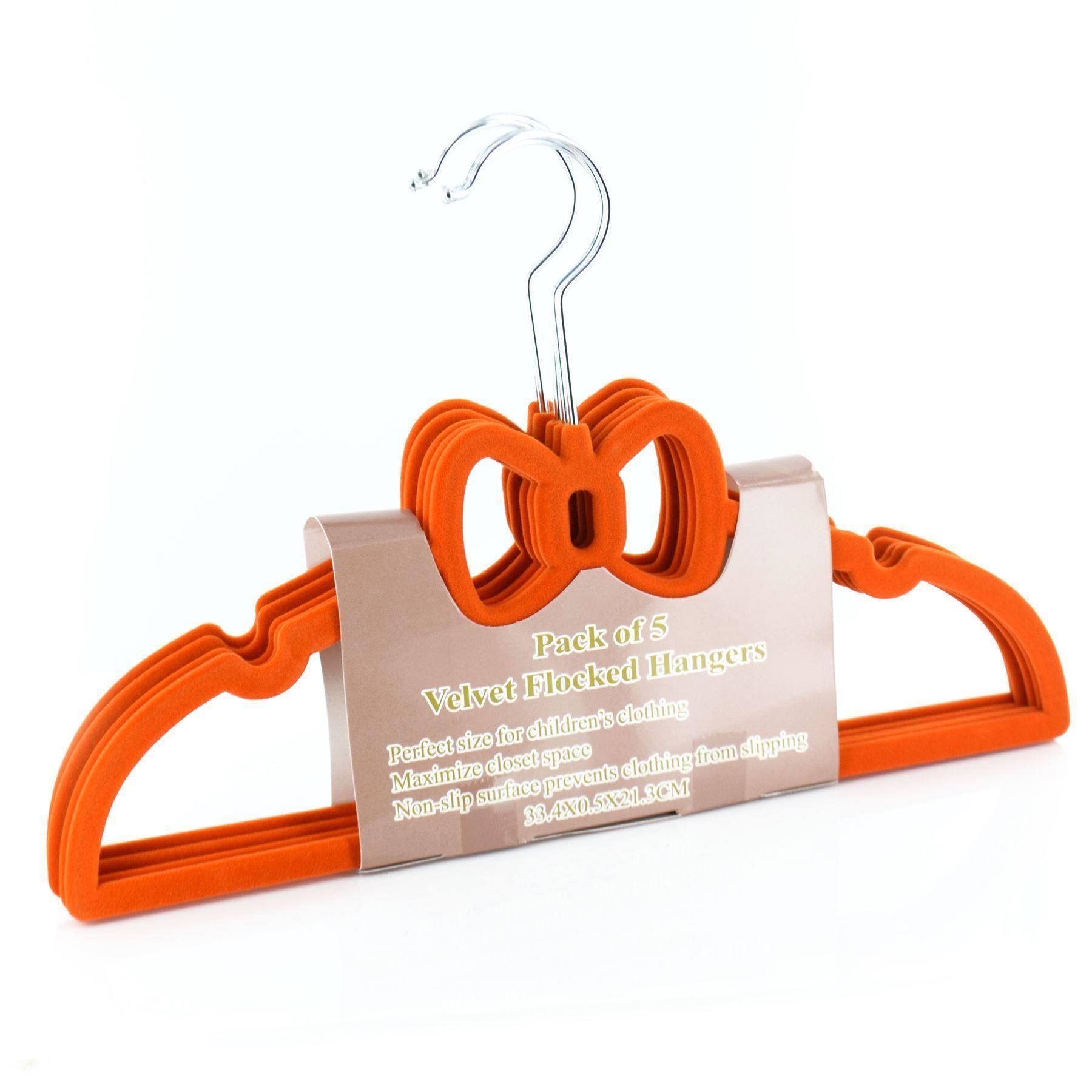 Childrens Kids Bow Non Slip Flocked Coat Hangers Velvet Clothes