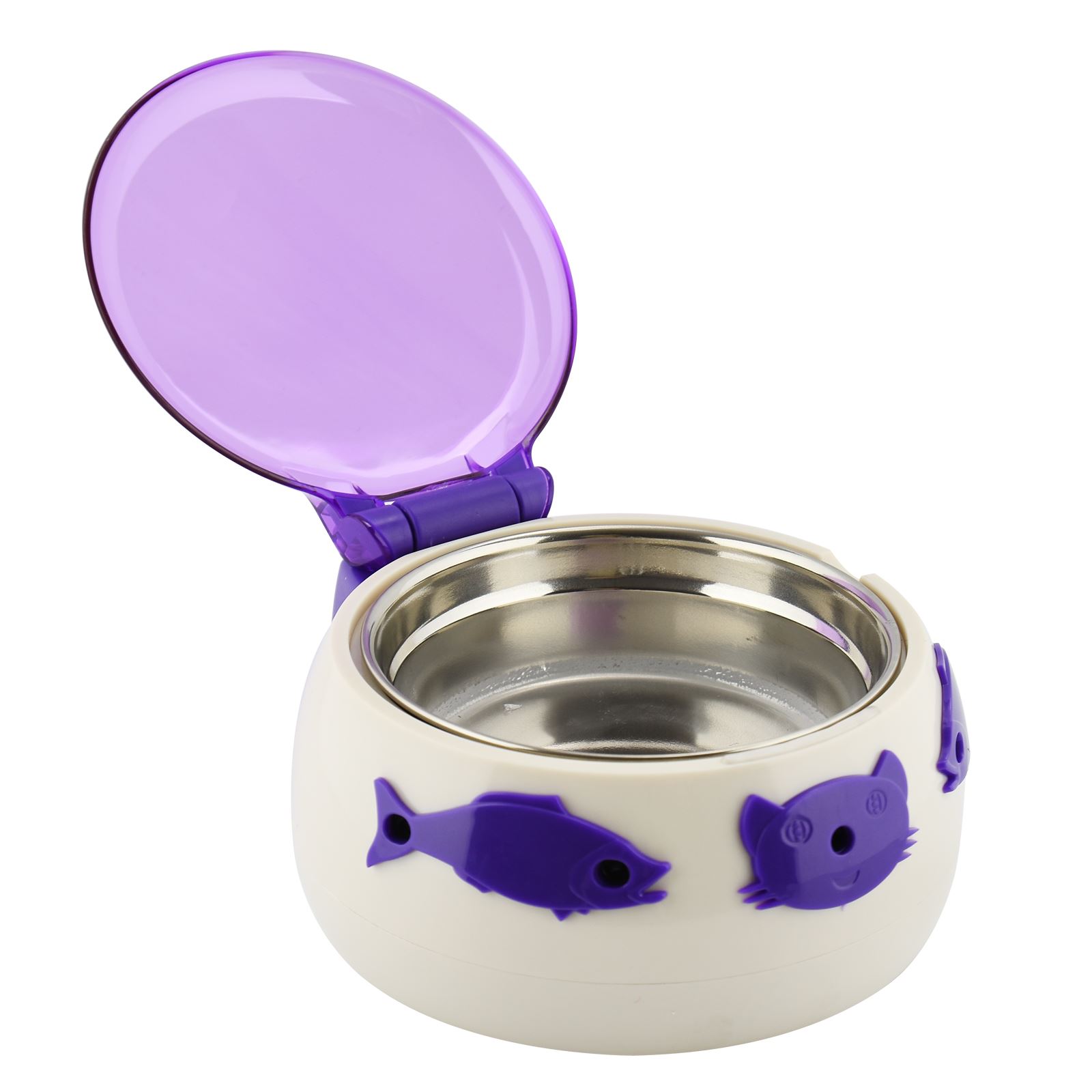Automatic Pet Dog Feeder 5 Infrared Open Close Sensor Lid Steel Bowl