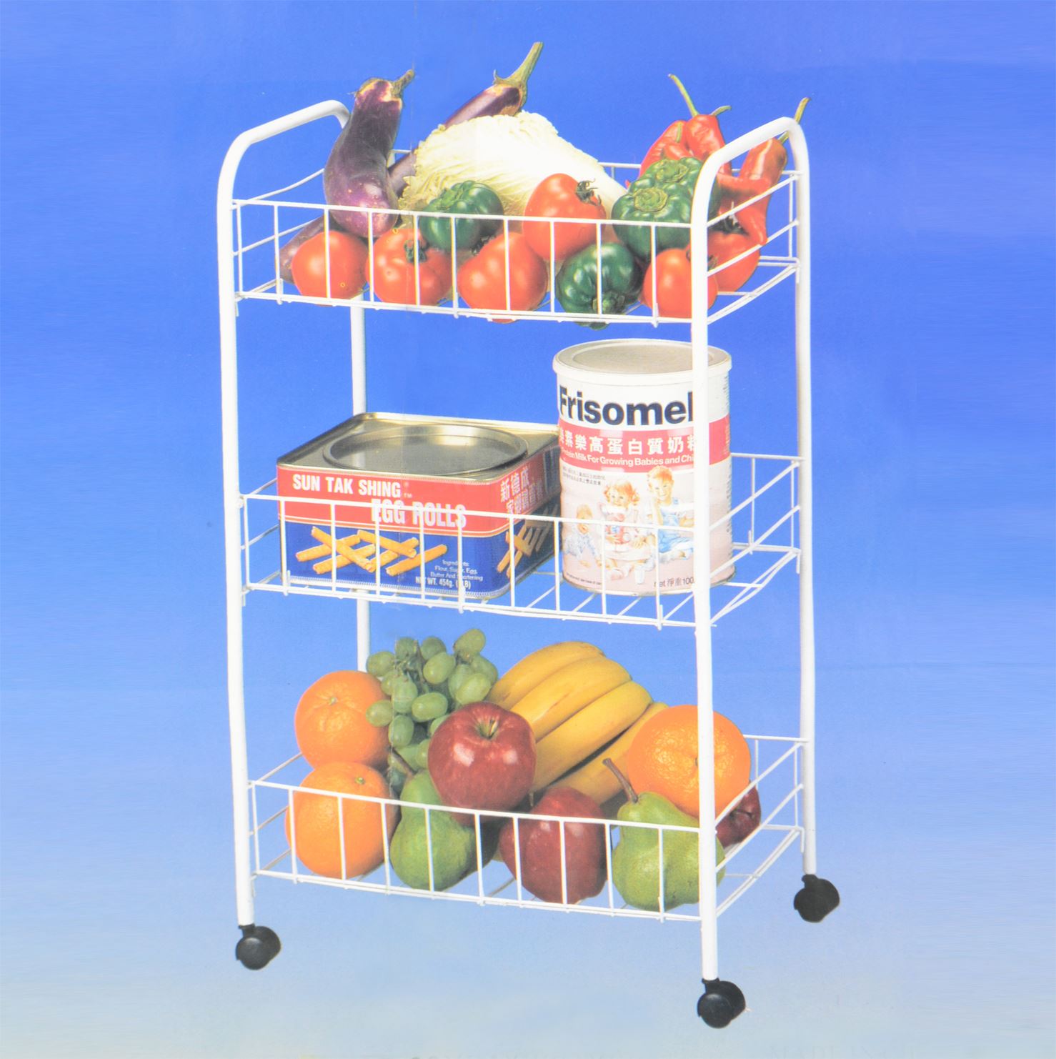 3 Tier White Metal Kitchen Storage Vegetable Trolley Cart Fruit Drawer Wheels eBay