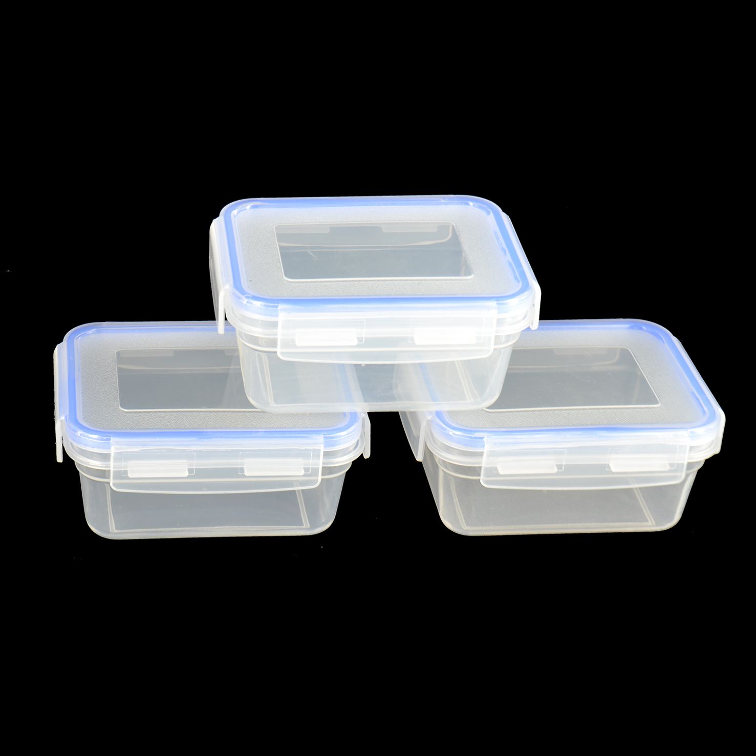 3 x Clip & Lock lids Containers Storage Plastic Boxes Fresh Food Pack
