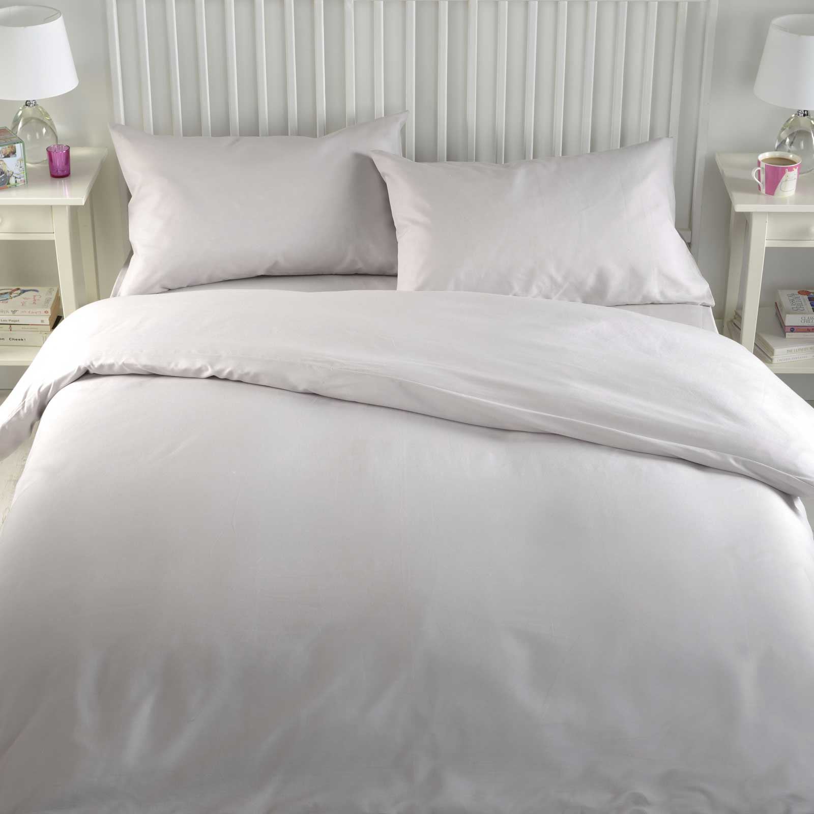 Luxury Plain Dyed Duvet Quilt Cover Bedding Double Bed Set With