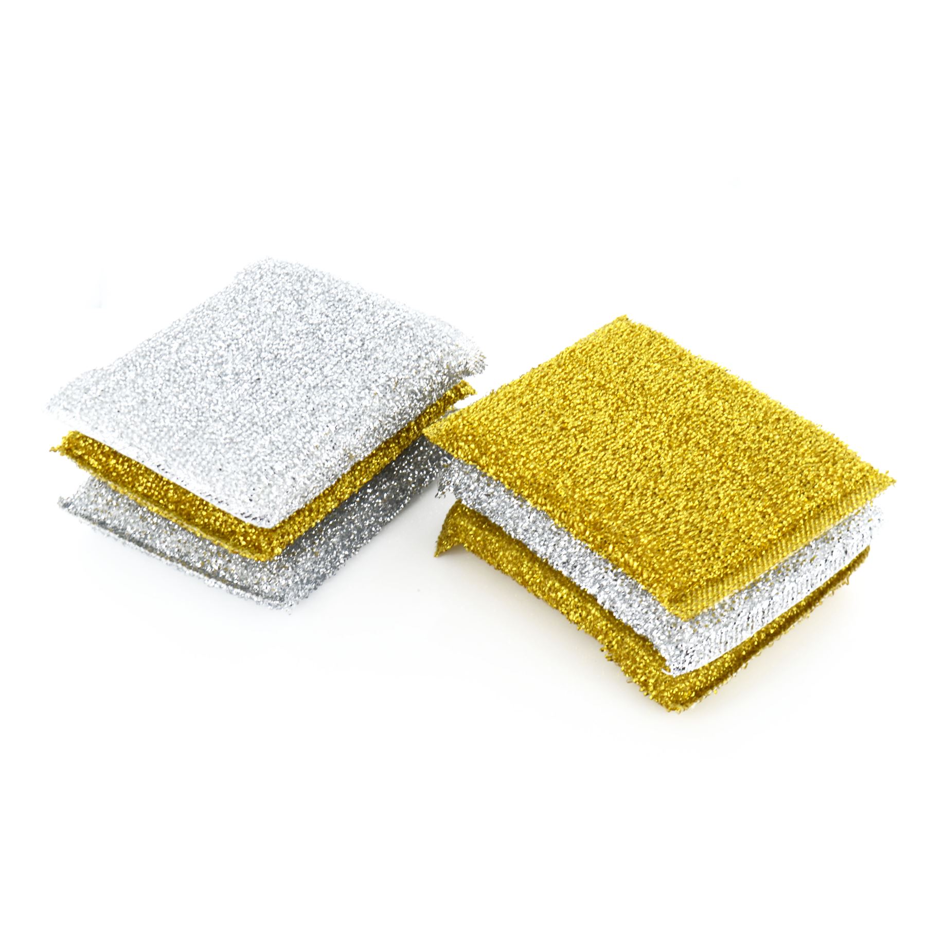 6x Metallic Scouring Pads Washing Up Non Stick Scratch Kitchen Sponge