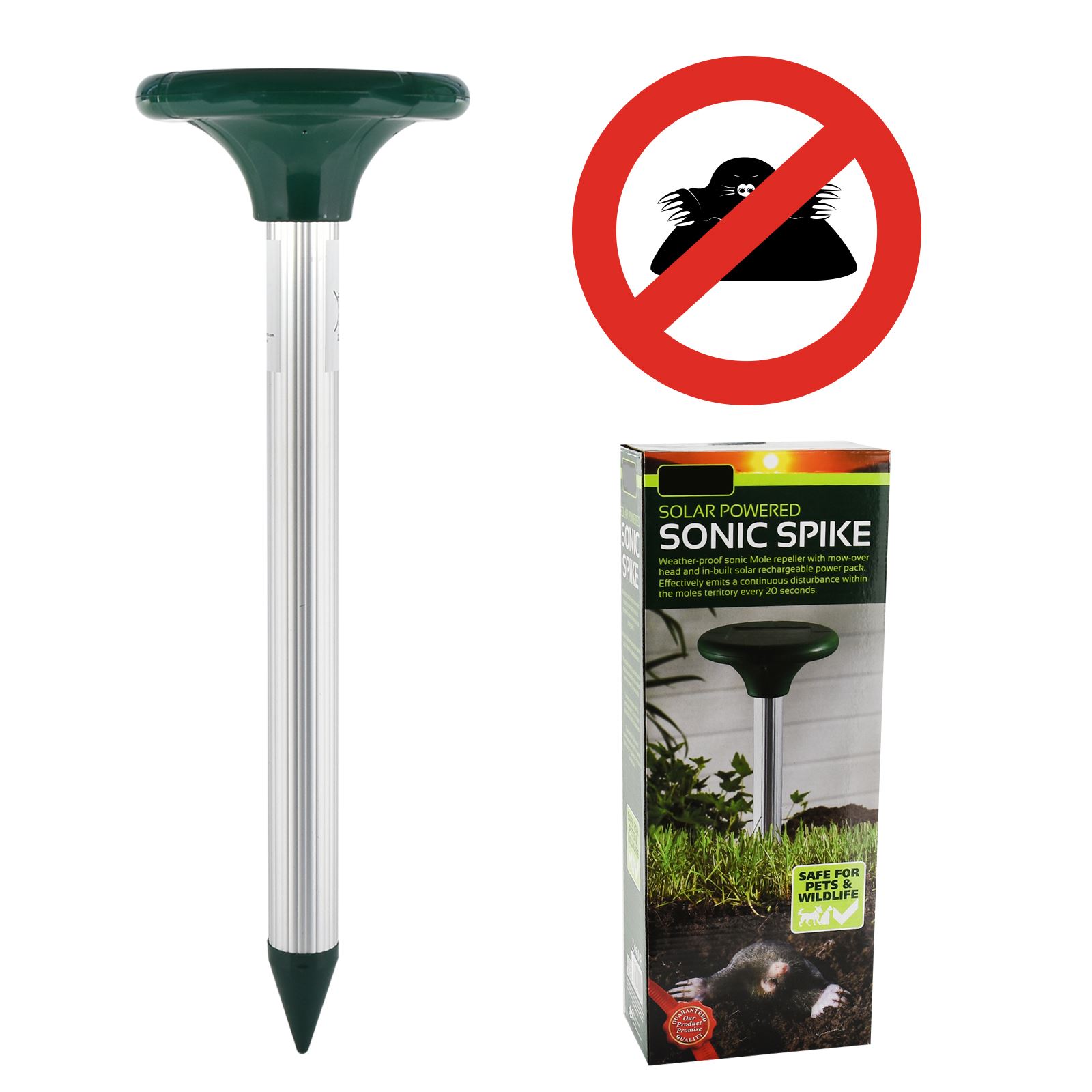 Solar Powered Ultra Sonic Spike Pest Repeller Sound Wave Mole Rat