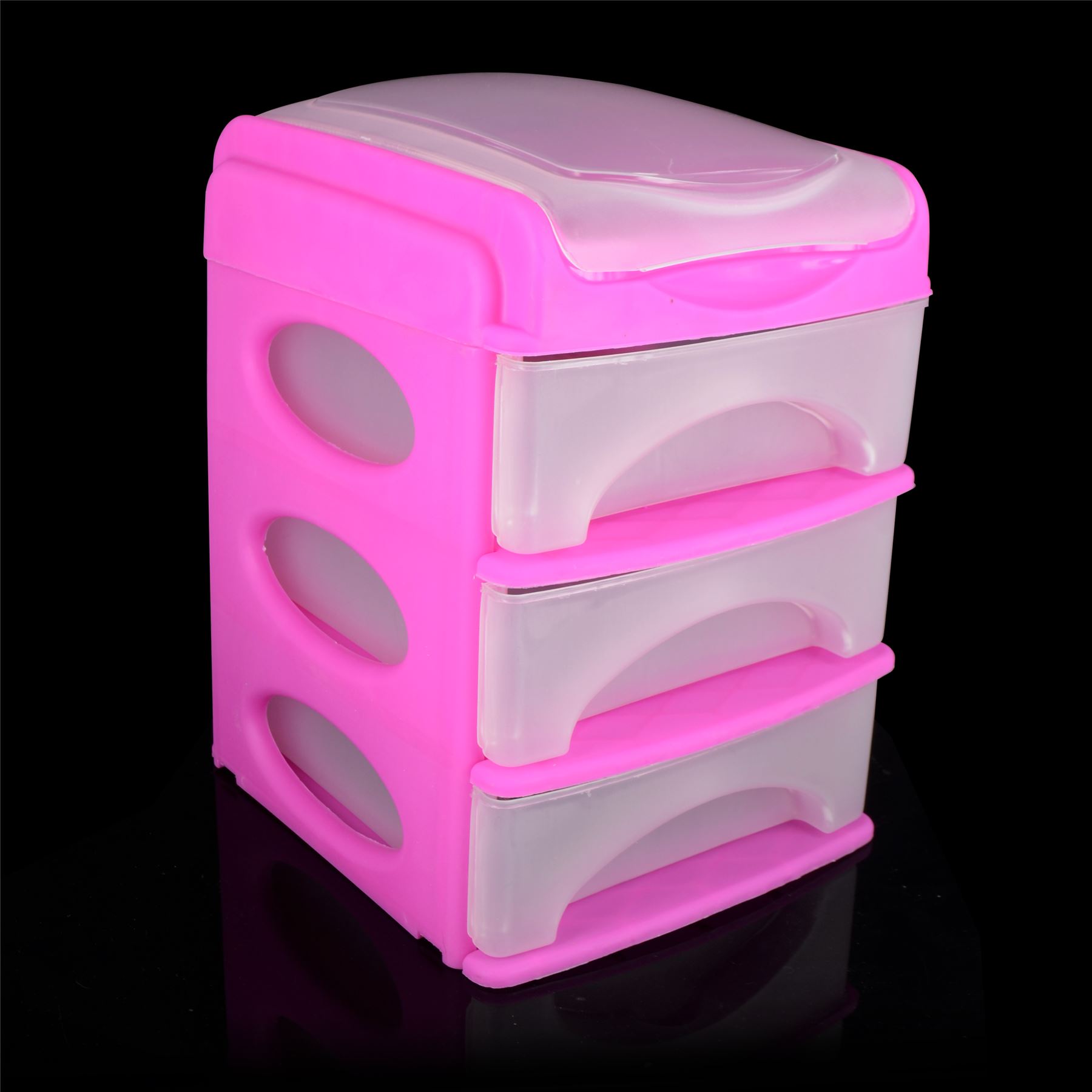 New 3 Drawer Mini Desk Top Storage Trays Small Plastic Office Organiser
