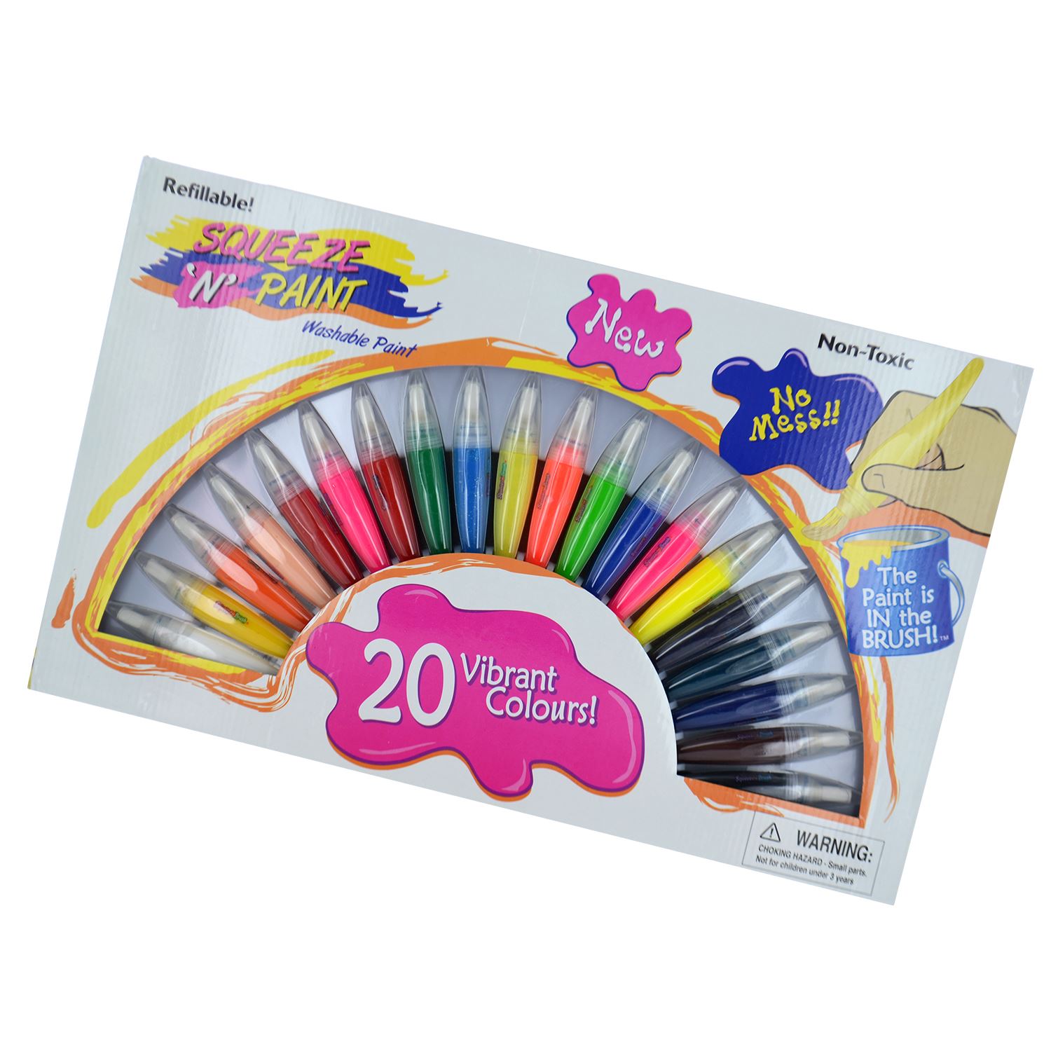 New 20 Washable Squeeze Brush Paint Tubes No Mess Painting Drawing Pens