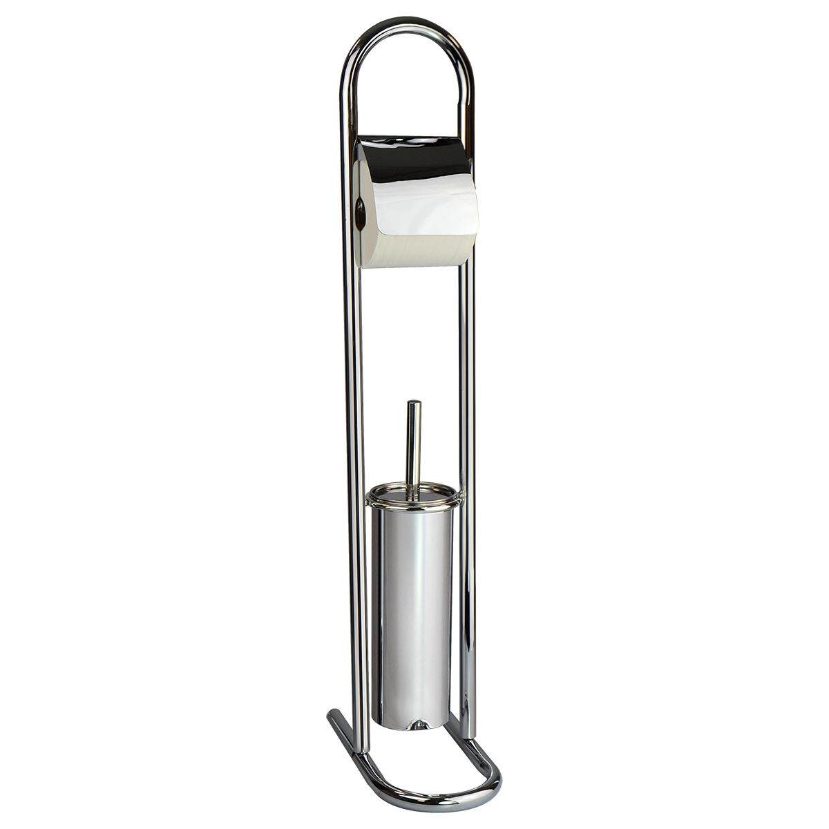 New Free Standing Chrome Toilet Paper Roll Holder And Brush Set Bathroom Stand eBay