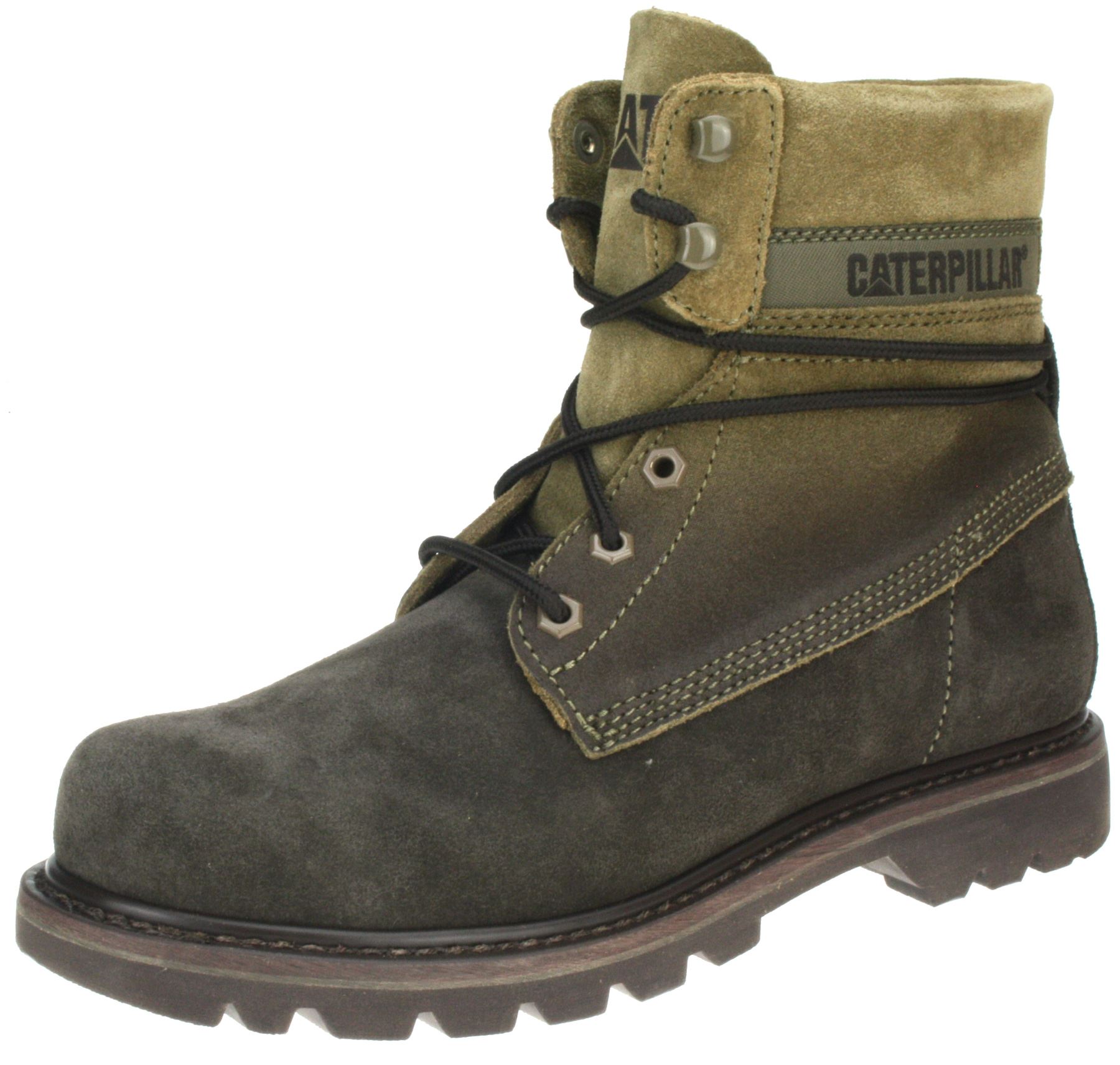 Caterpillar Slouch Brown Khaki Gradient Mens Leather Lace Up Cat Boots