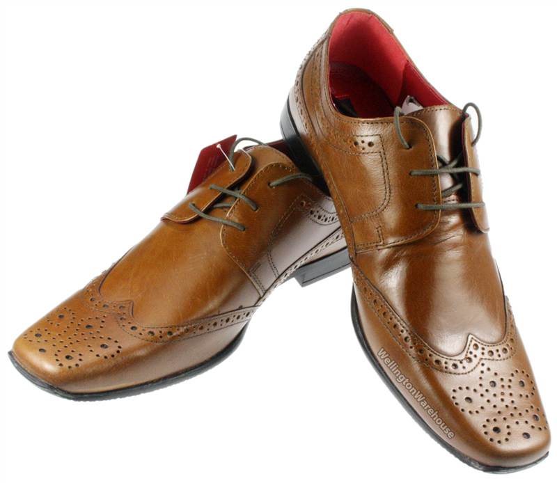 Redtape Mens Skelton Leather Black Brogue Lace up Square toe Shoes UK 7-12 | eBay