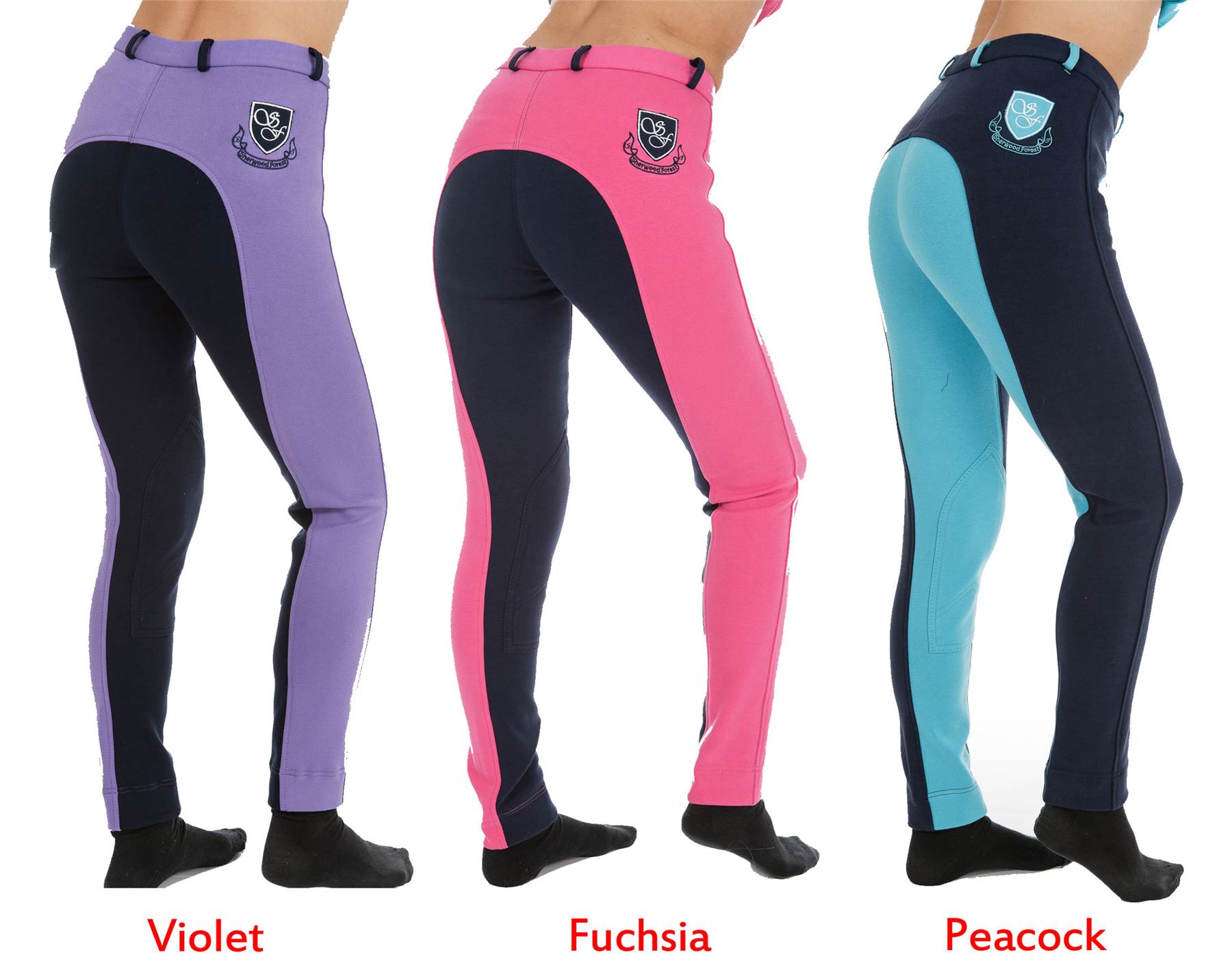 Sherwood Forest Yield Jodhpurs Horse Riding Jods Two Tone Pink Purple Navy 