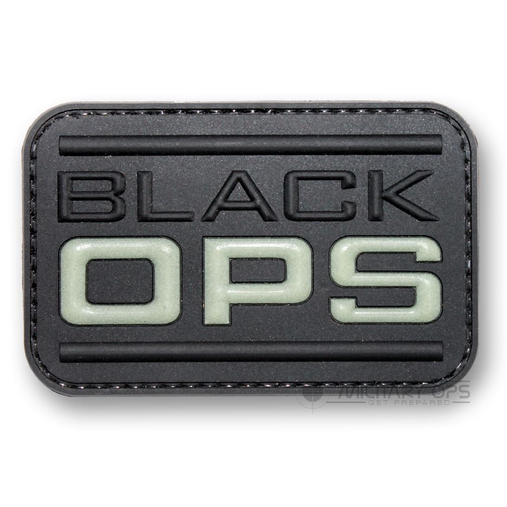 VINYL MORALE PATCH VELCRO PANEL RUBBER 'BLACK OPS' GLOW IN THE DARK