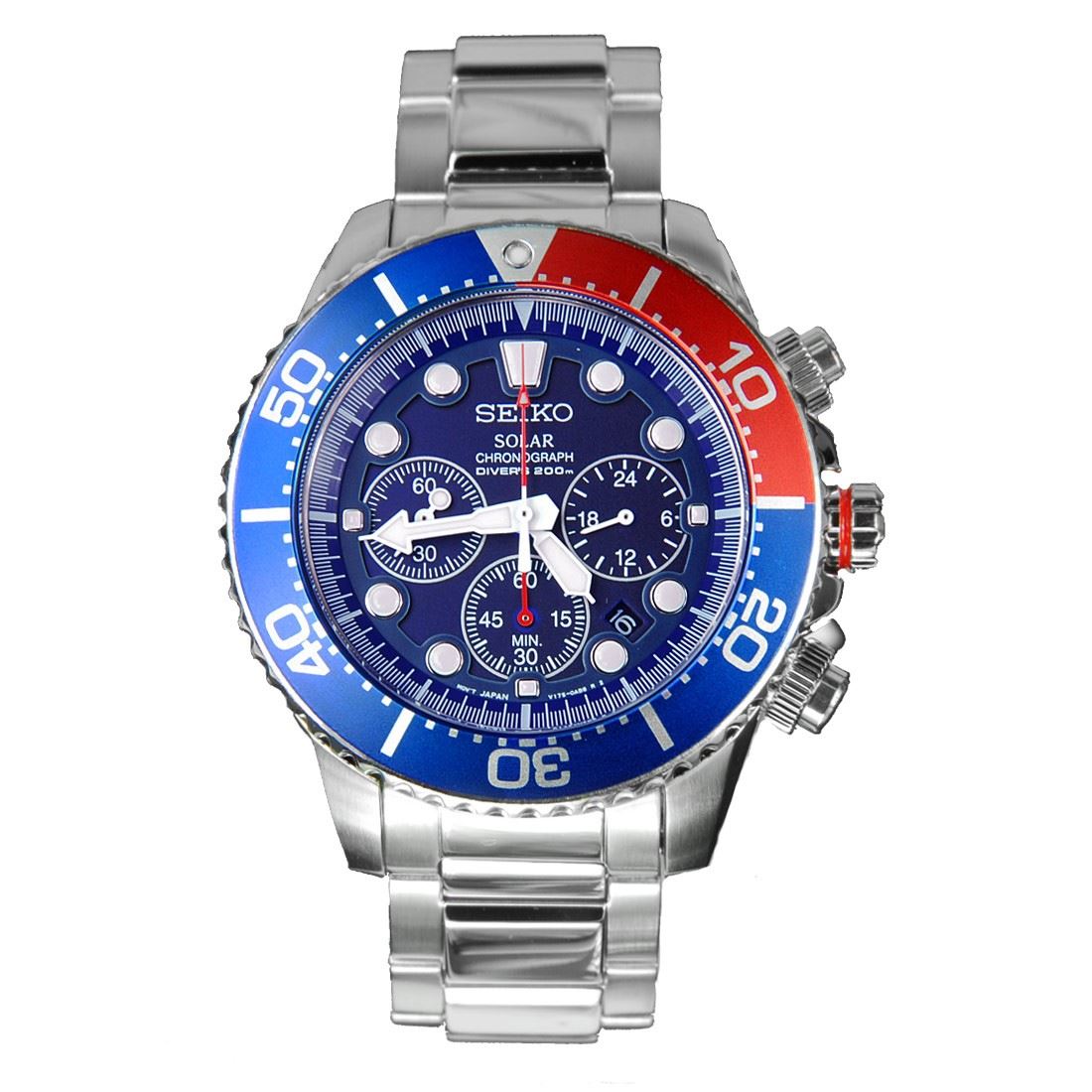 SEIKO SOLAR GENTS CHRONOGRAPH AIR DIVERS 660FT WATER RESISTANT WATCH SSC019P1 eBay
