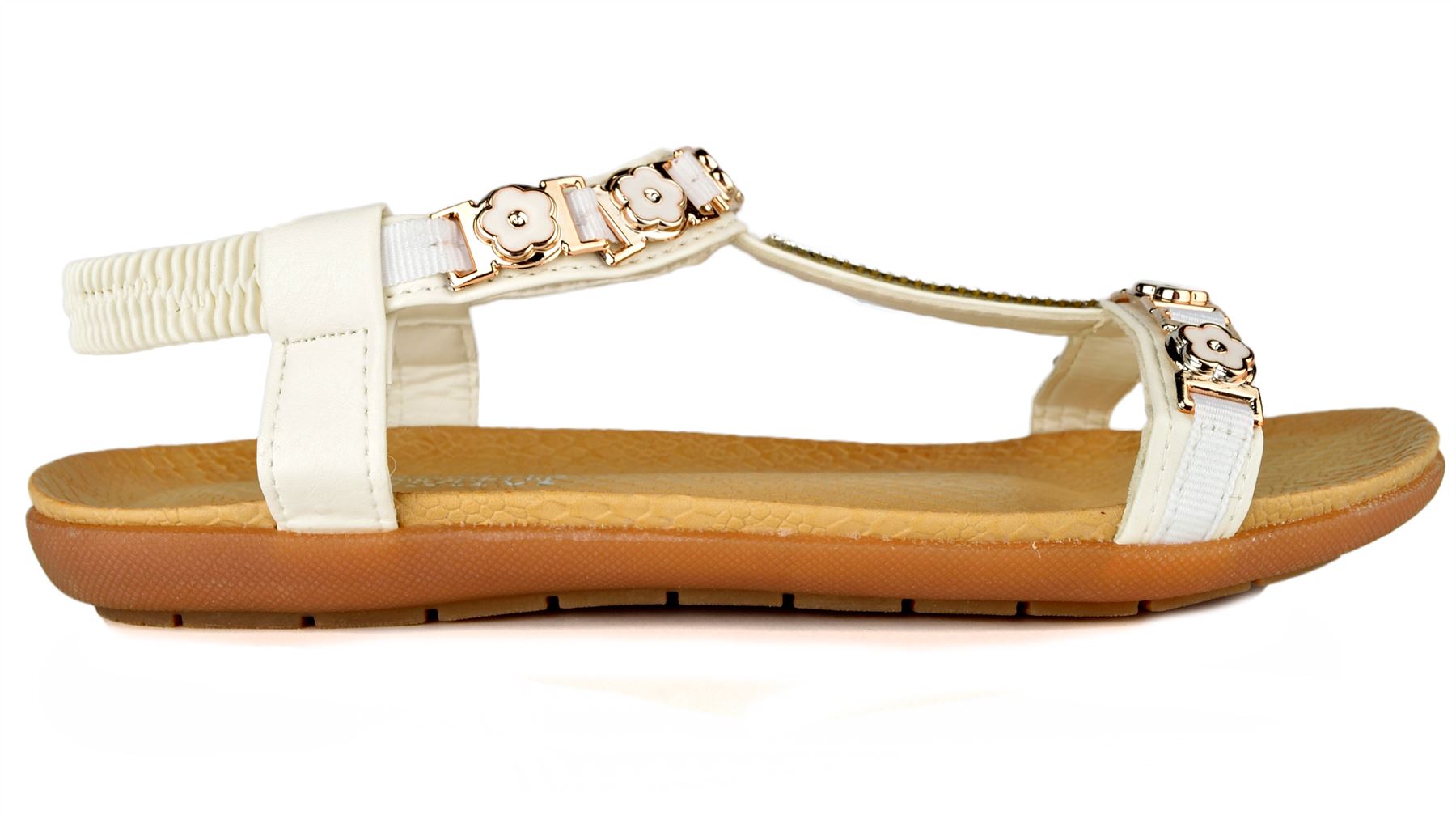 Libra Pop Women's Jewel Flower T-Bar Flat Comfort Fit Cushioned Sandals | eBay