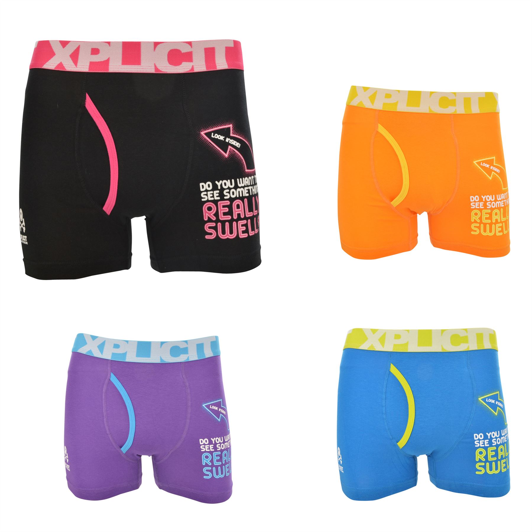 Xplicit Men's 'Swell' Funny Novelty Boxer Shorts Stag Do Boxers eBay