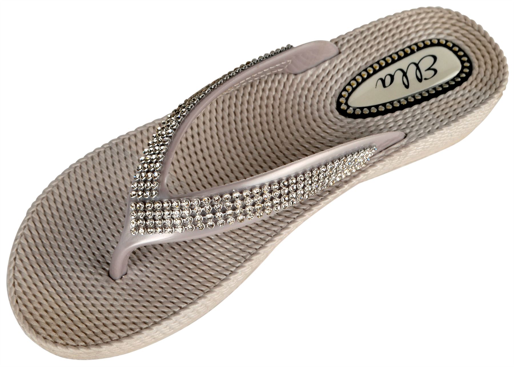 Ella Women's Diamante Detail Summer Flat Slight Wedge Flip Flop Thong Sandals eBay