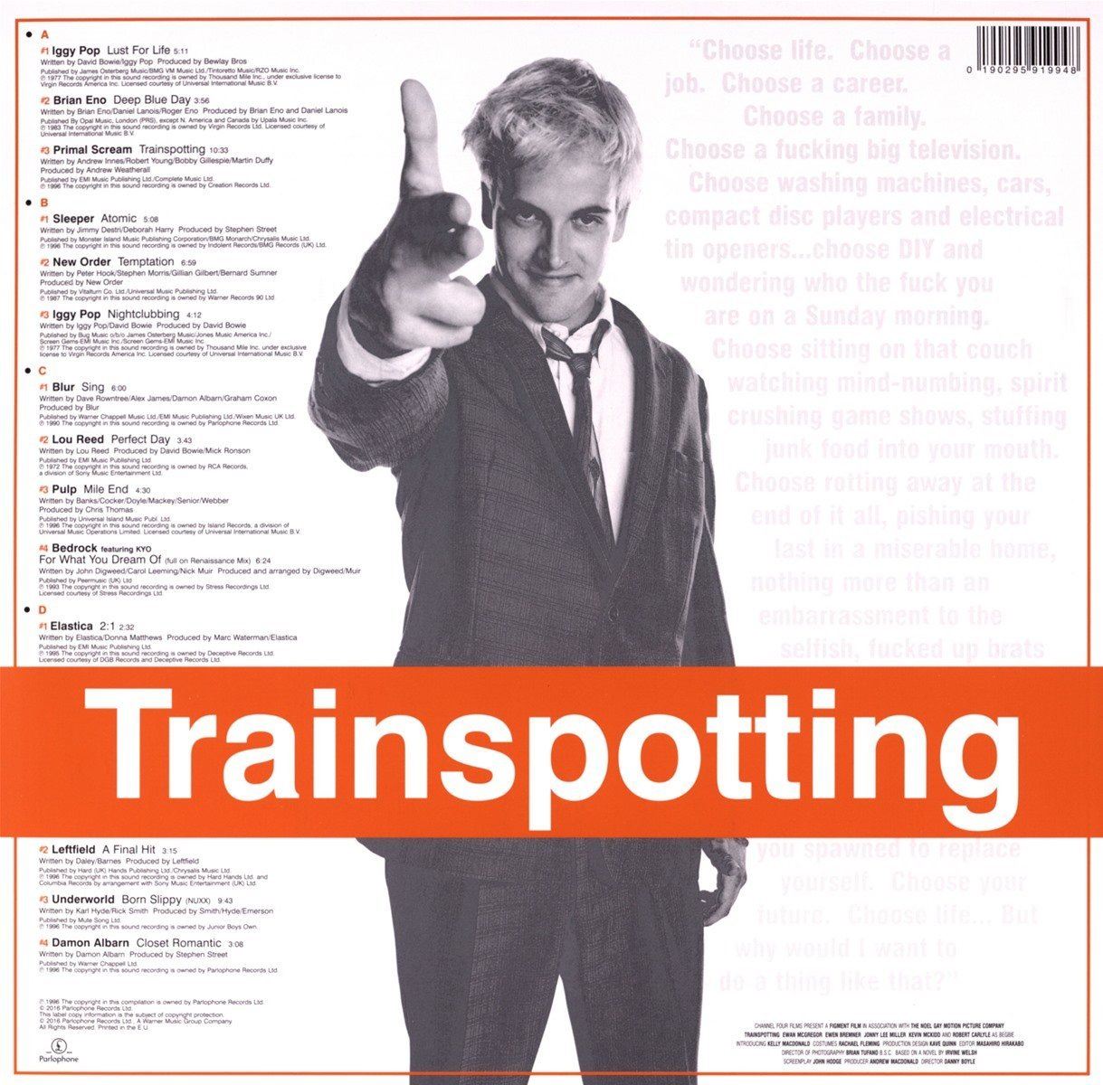 Trainspotting Original Movie Soundtrack Orange Vinyl LP Record New
