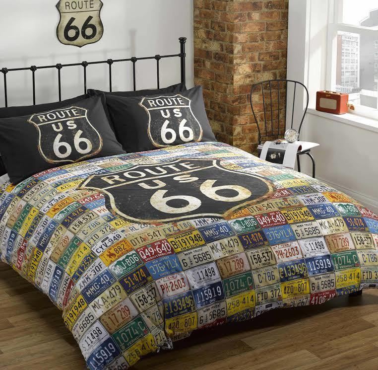 Route 66 Bedding American Licence Plate Classic Duvet Cover Single
