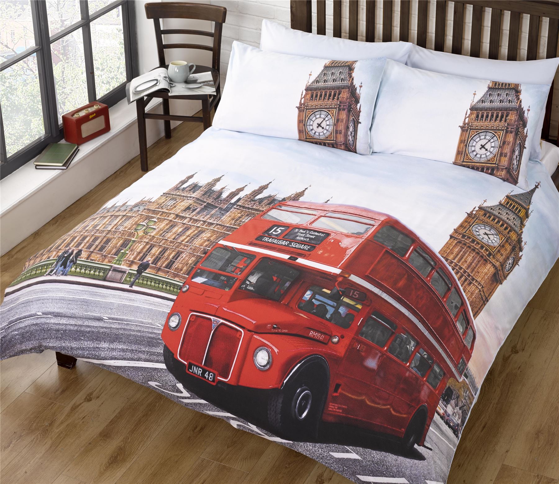 Travel Transport Theme Bedding London New York NYC USA UK British Red
