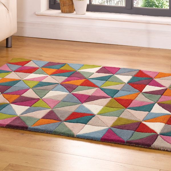 Illusion Blockbuster Geometry Campari Flair Rugs Bright Coloured Funky