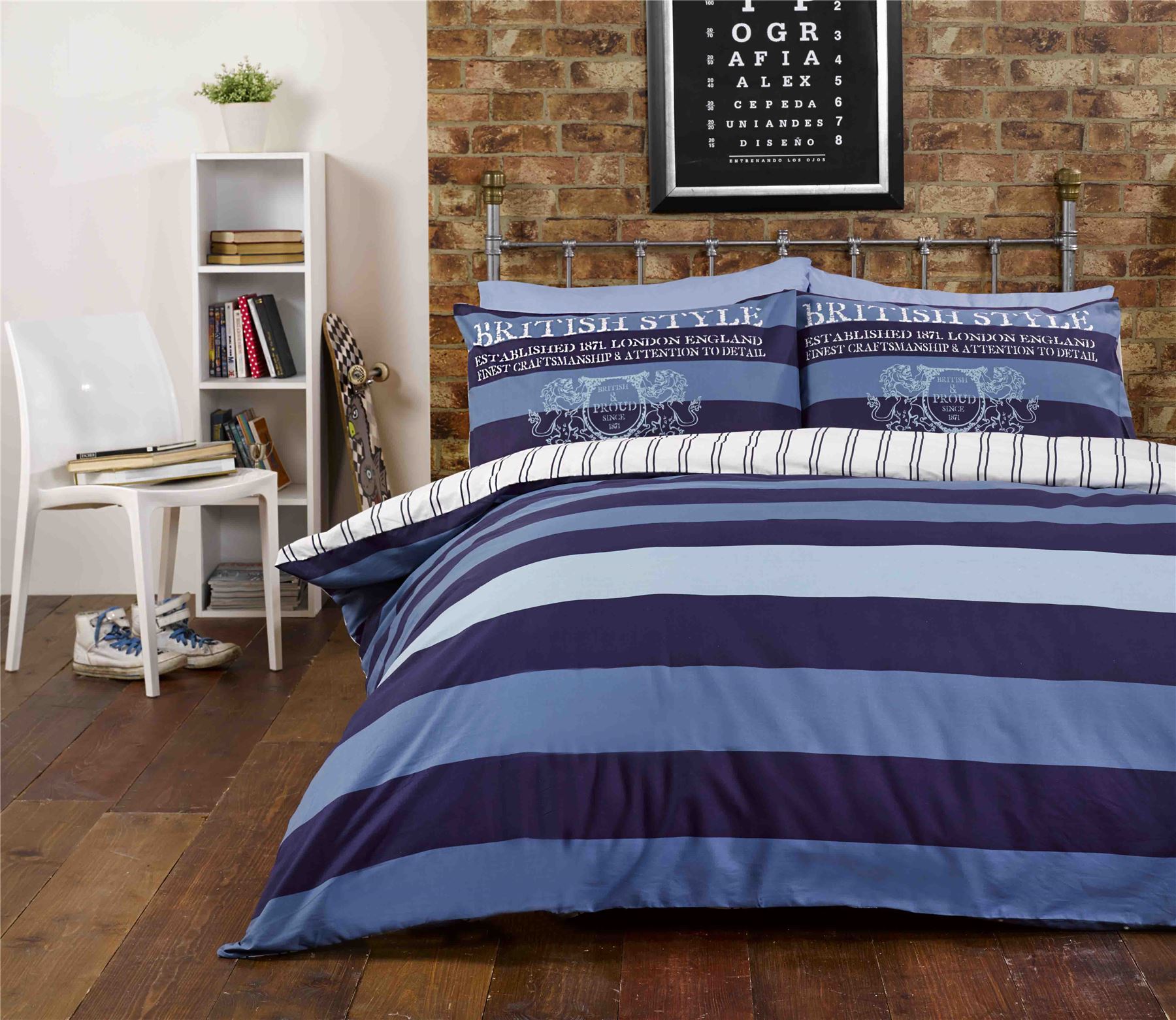 Bedding Collection On Rapport Varsity Richmond British Style Blue Striped Duvet Cover Quiltset Bedding