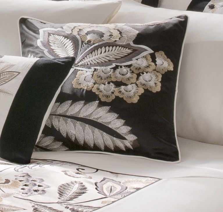 Neue shrewsbury schwarz und weià gold bestickte bettwäsche quilt ...
