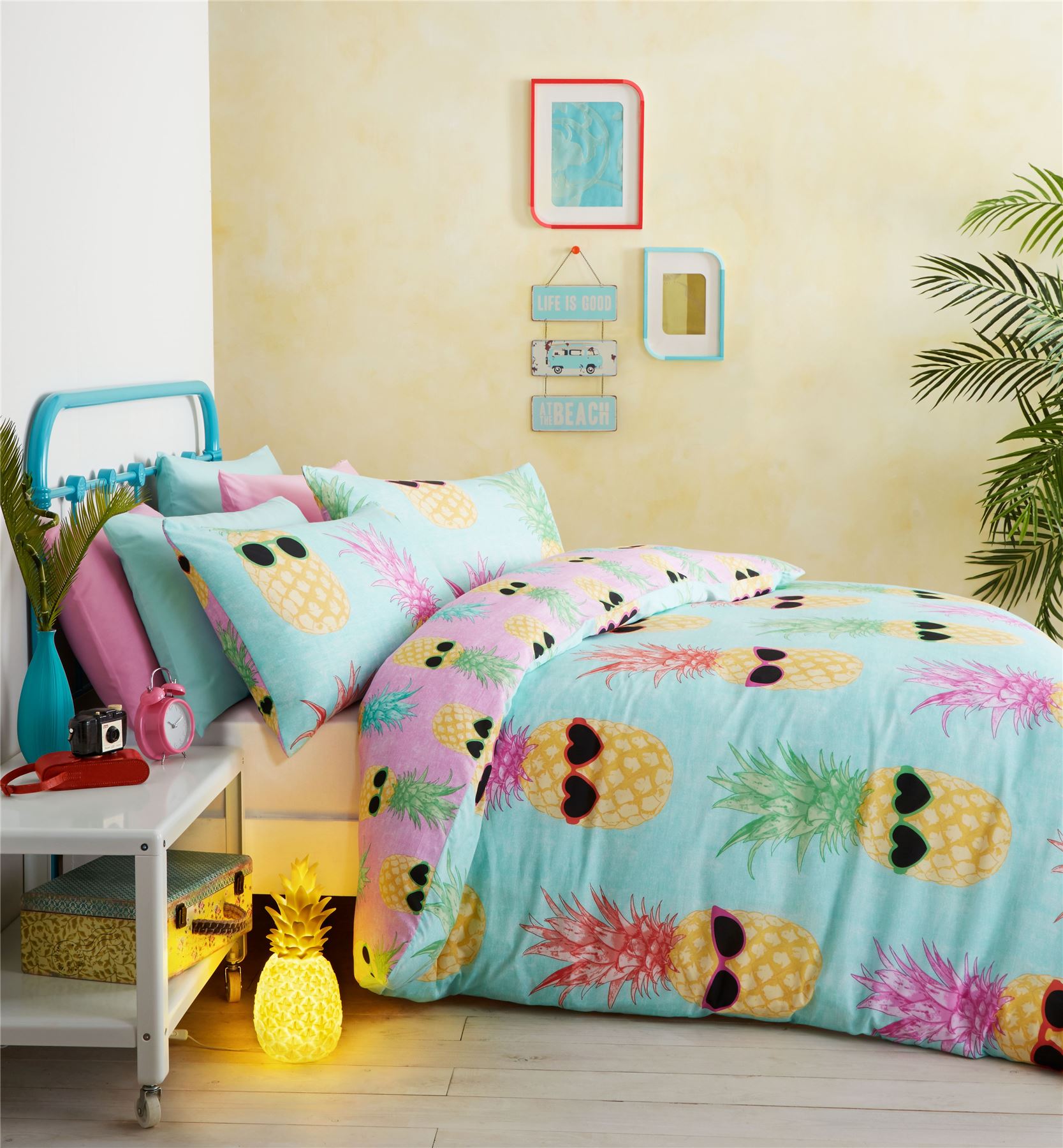 Funky Pineapple Bright Tropical Beach Theme Summer Bedding Duvet Cover