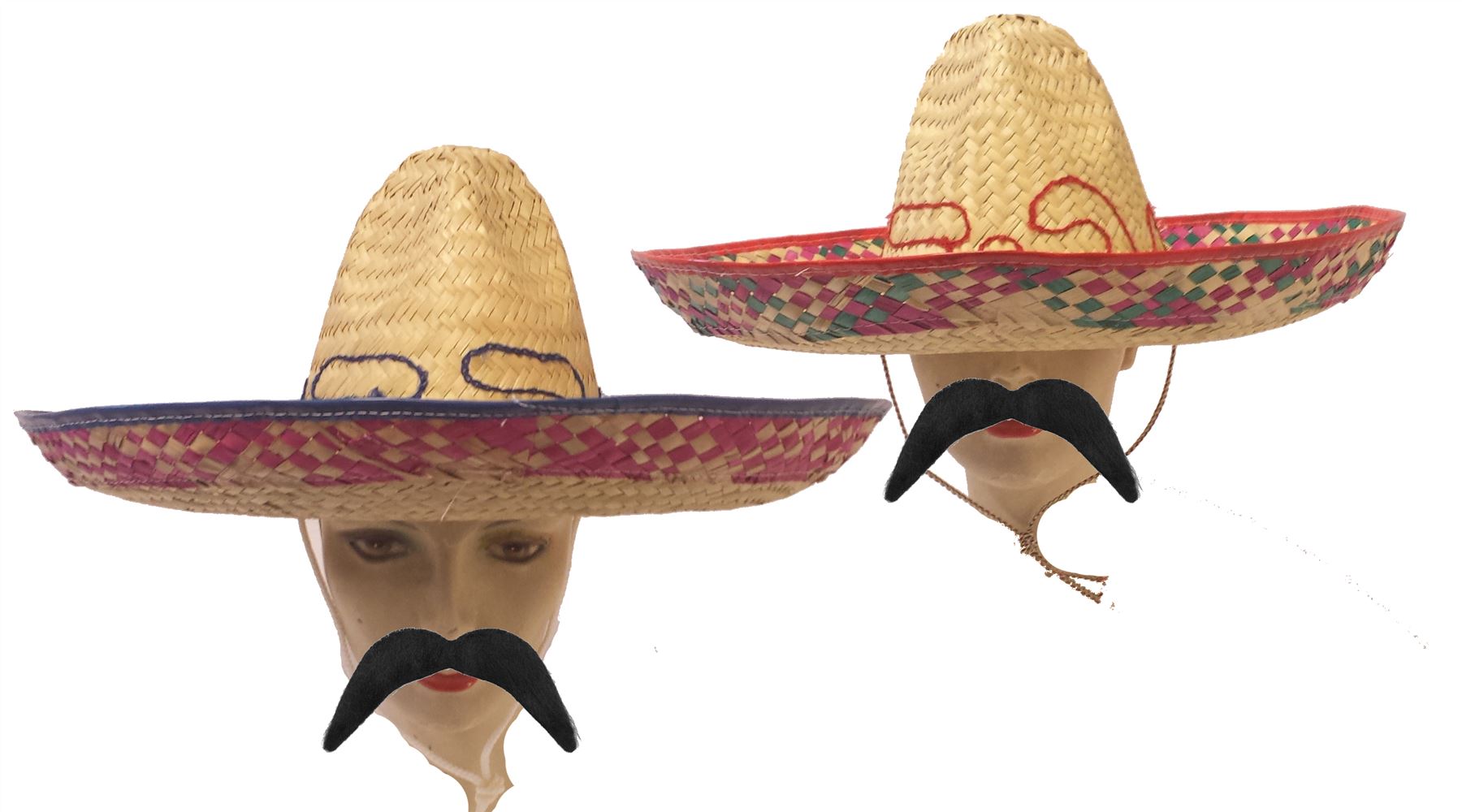 Made in Mexico SOMBRERO STRAW Bandit Hats Mexican straw hat with Tash