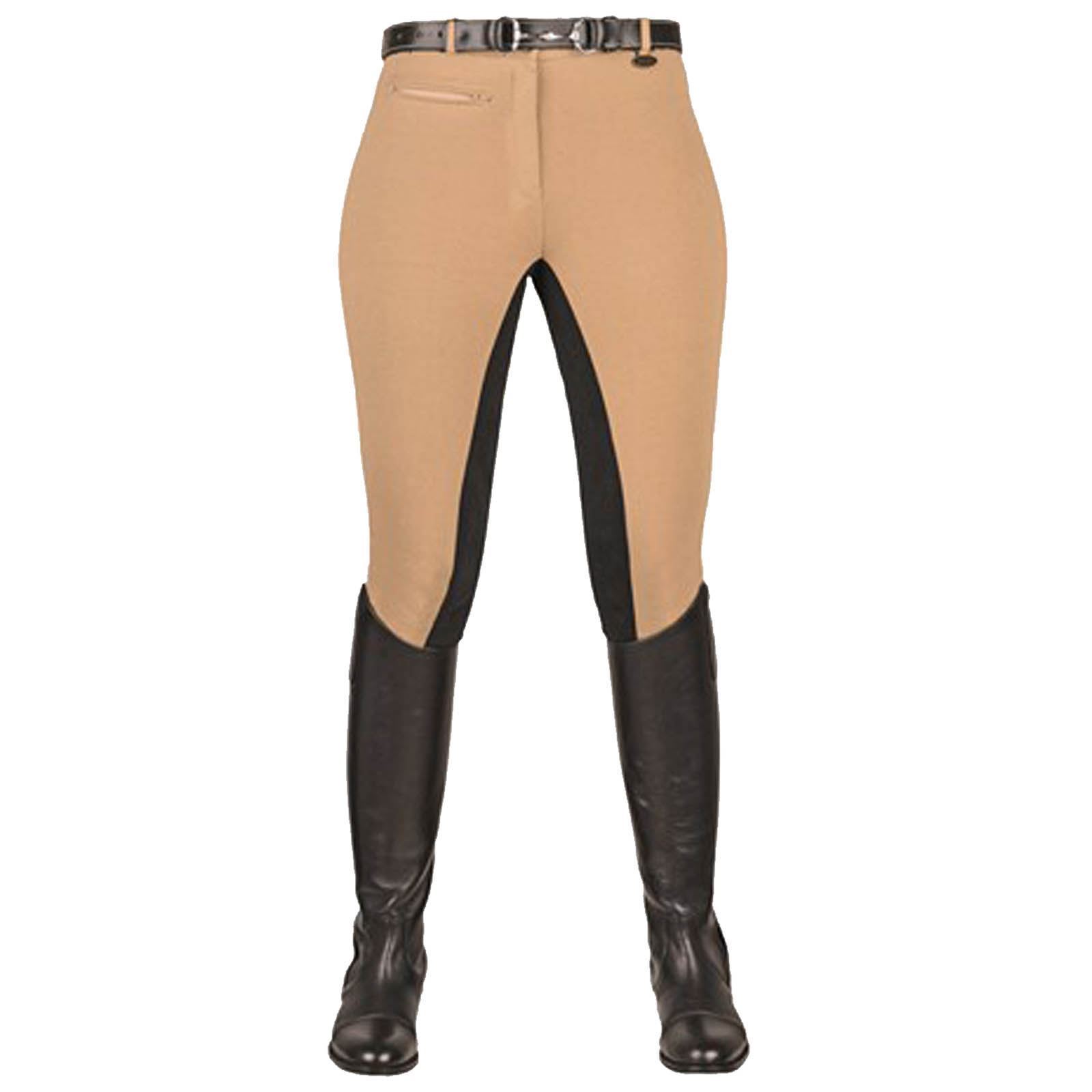 HKM Equestrian Ladies Junior Stretchy 3/4 Suede Imitation Seat Riding