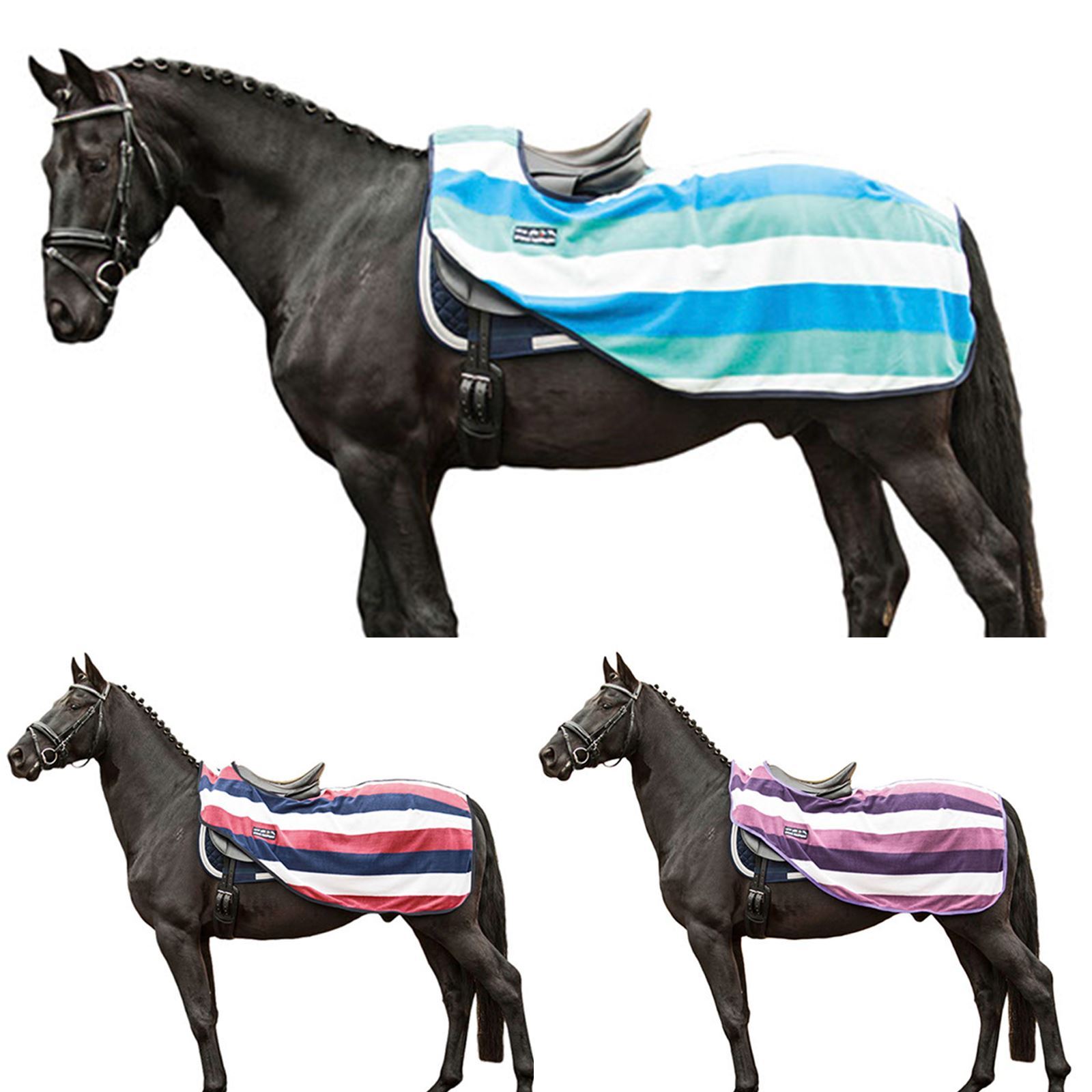 HKM Exercise Sheet Fashion Stripes Velcro Tail Strap Horse Protection Blanket eBay