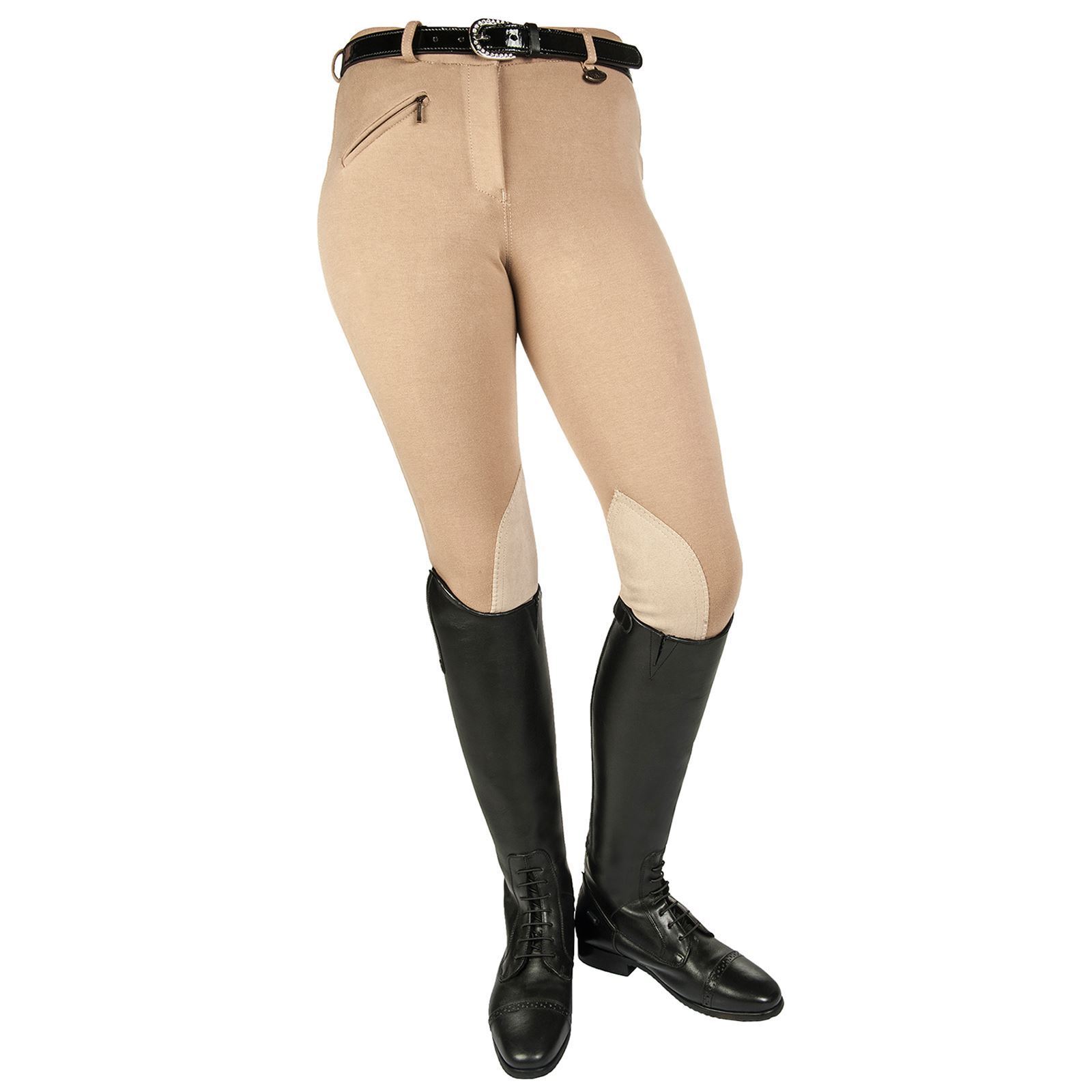 HKM Ladies Junior Penny Leather Knee Patch Breathable Soft Horse Riding