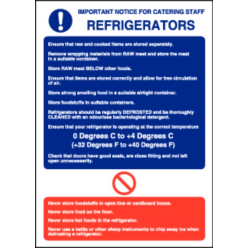 Refrigerator Guidelines Sign 300X200mm Fridge Vinyl Notice eBay