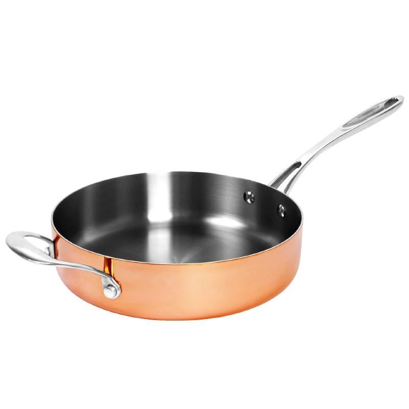 Vogue TriWall Copper Saute Pan 240x60mm Cookware Kitchen Catering