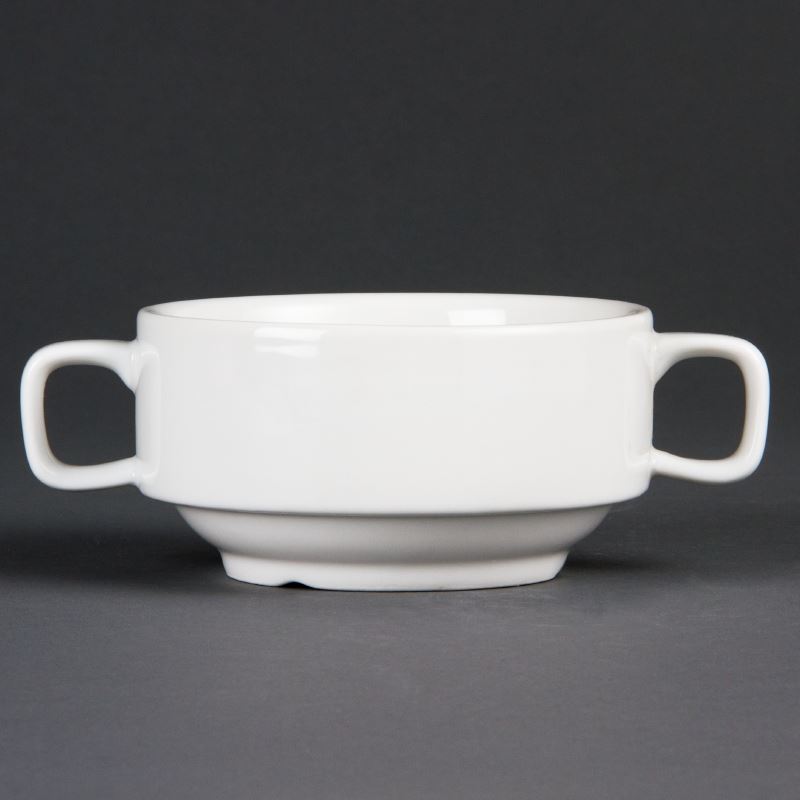 6x Olympia Whiteware Soup Bowl With Handles 115mm Kitchen Serving