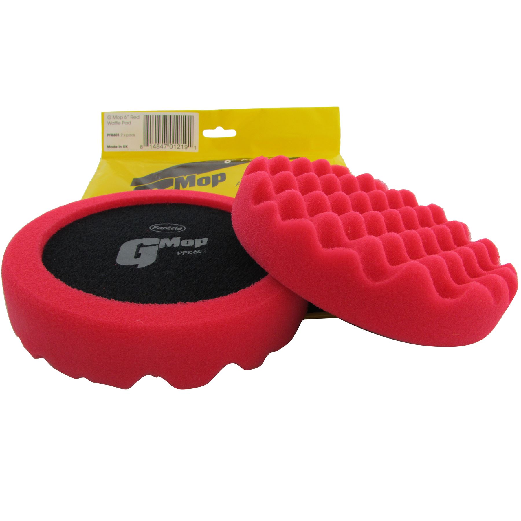 Farecla GMop 6" Red Waffle Pad Advanced Foam Finishing Pad Hook & Loop