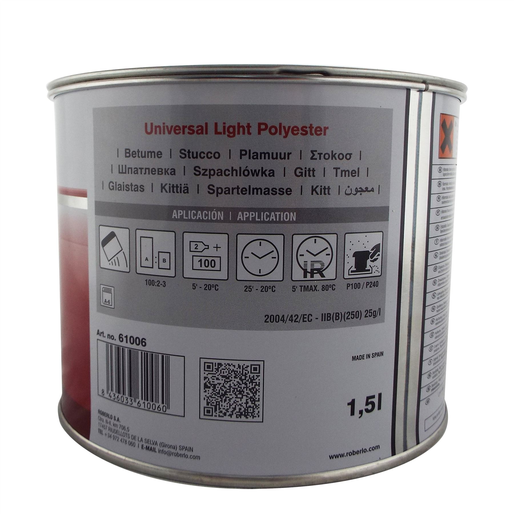 Roberlo Mulitextender Stopper 1.5L Polyester Putty Car Body Filler