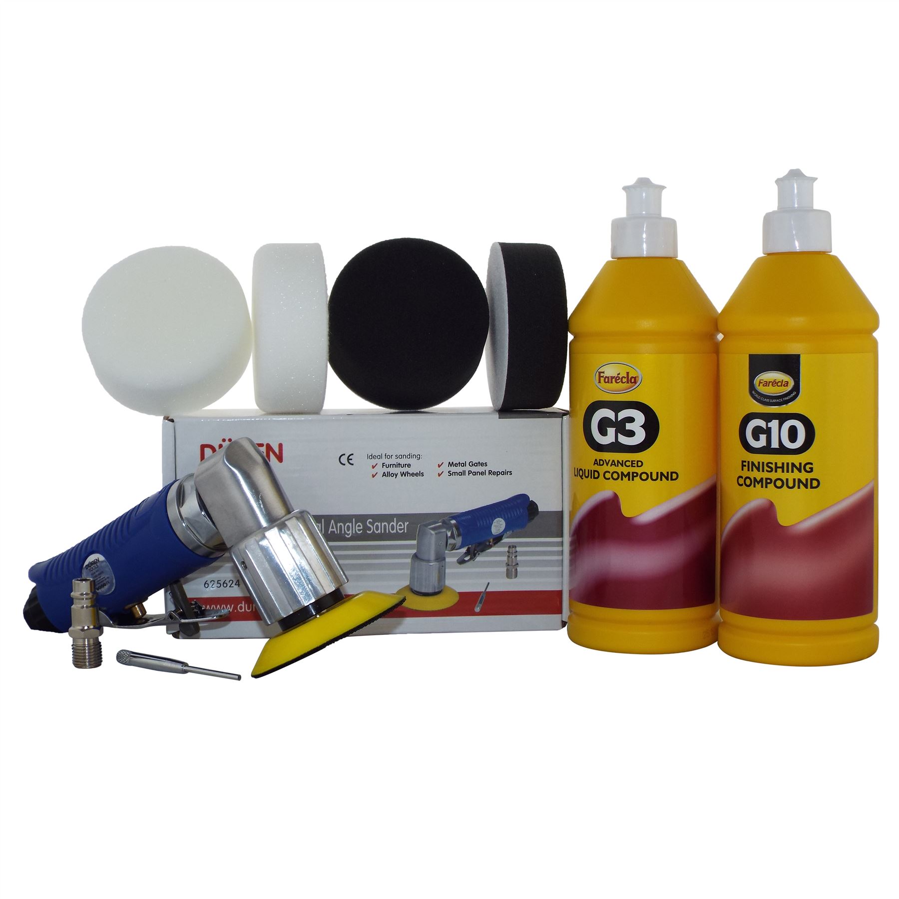 75mm Mini Air Polisher Kit (3") + Farecla G3 & G10 Compound/Polishing