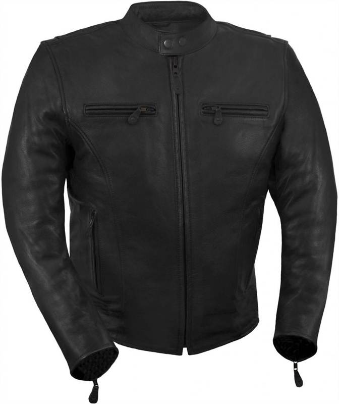 True Element Mens Light Weight Vented Leather Motorcycle Jacket (S5XL